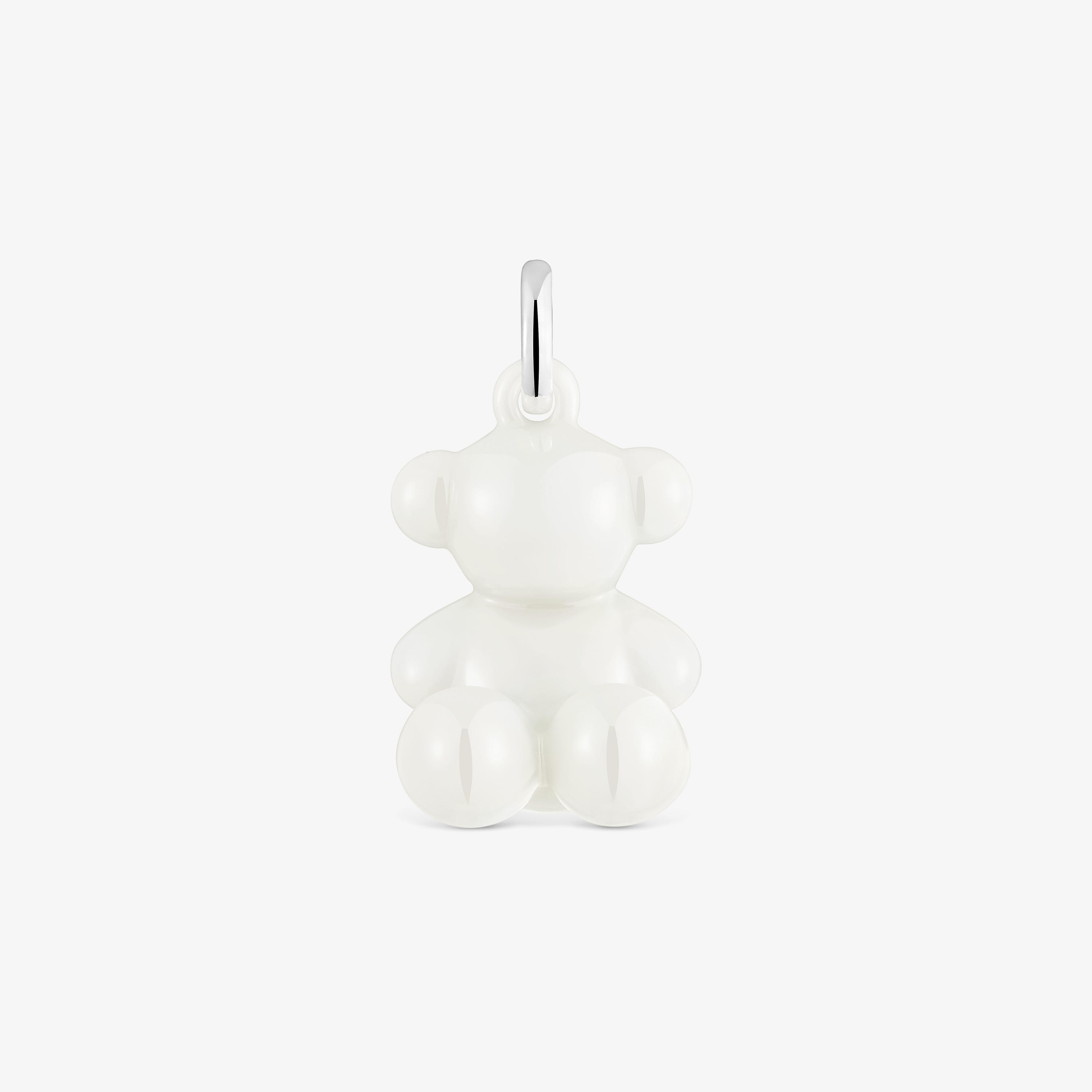 Silver and white ceramic Bear pendant Bold Bear