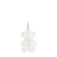 Silver and white ceramic Bear pendant Bold Bear