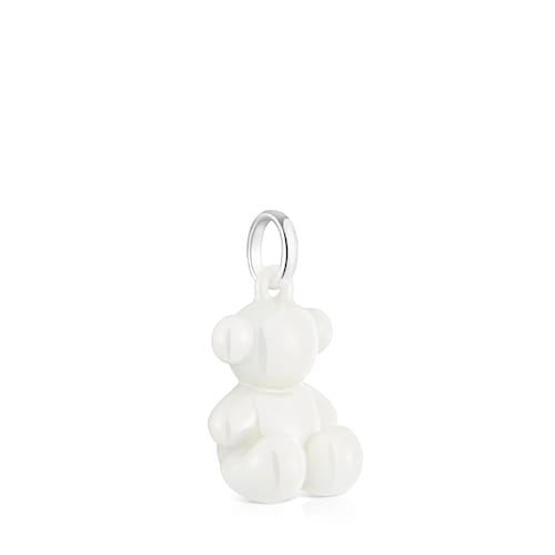 Silver and white ceramic Bear pendant Bold Bear