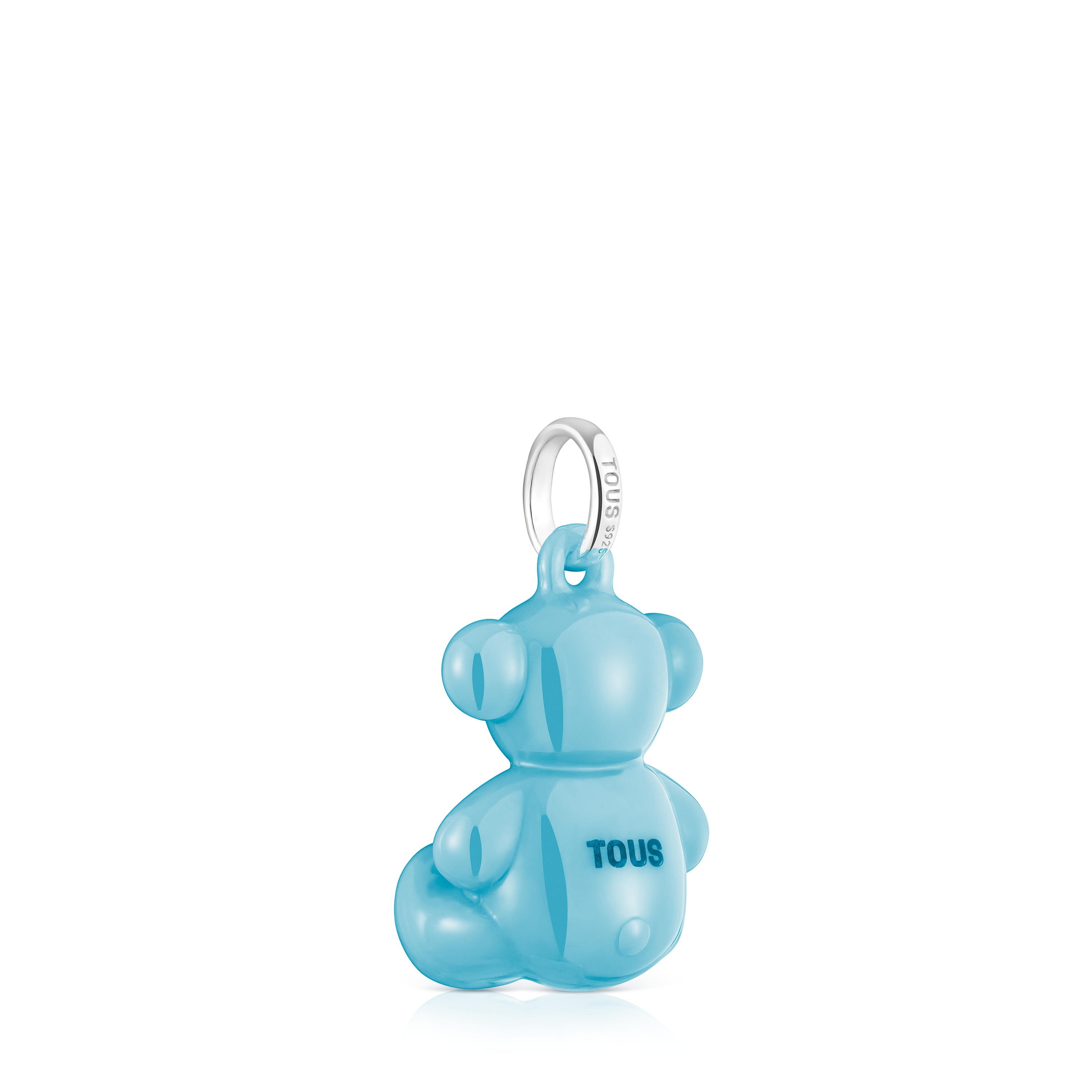 Silver and blue ceramic Bear pendant Bold Bear
