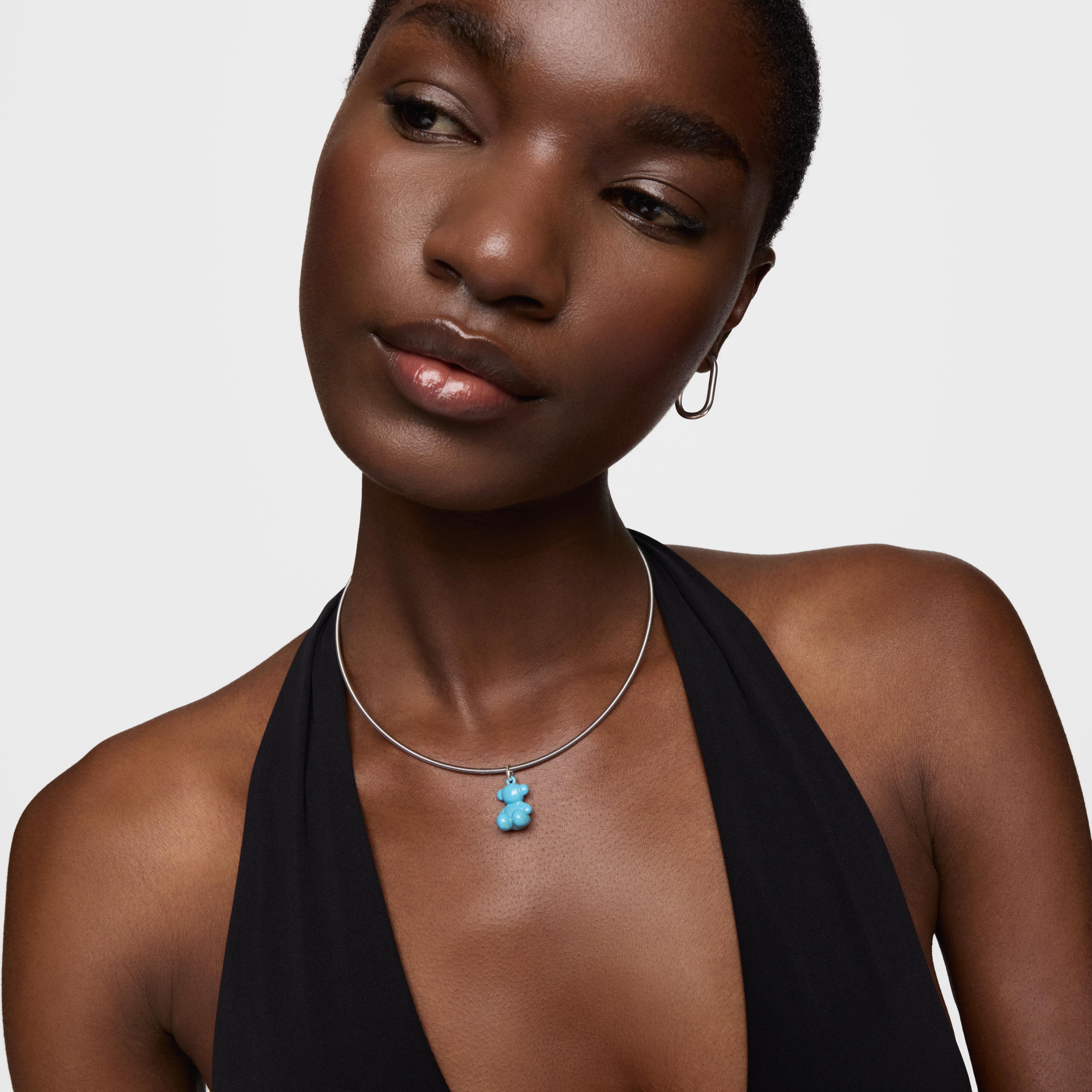 Silver and ceramic Bear pendant Bold Bear