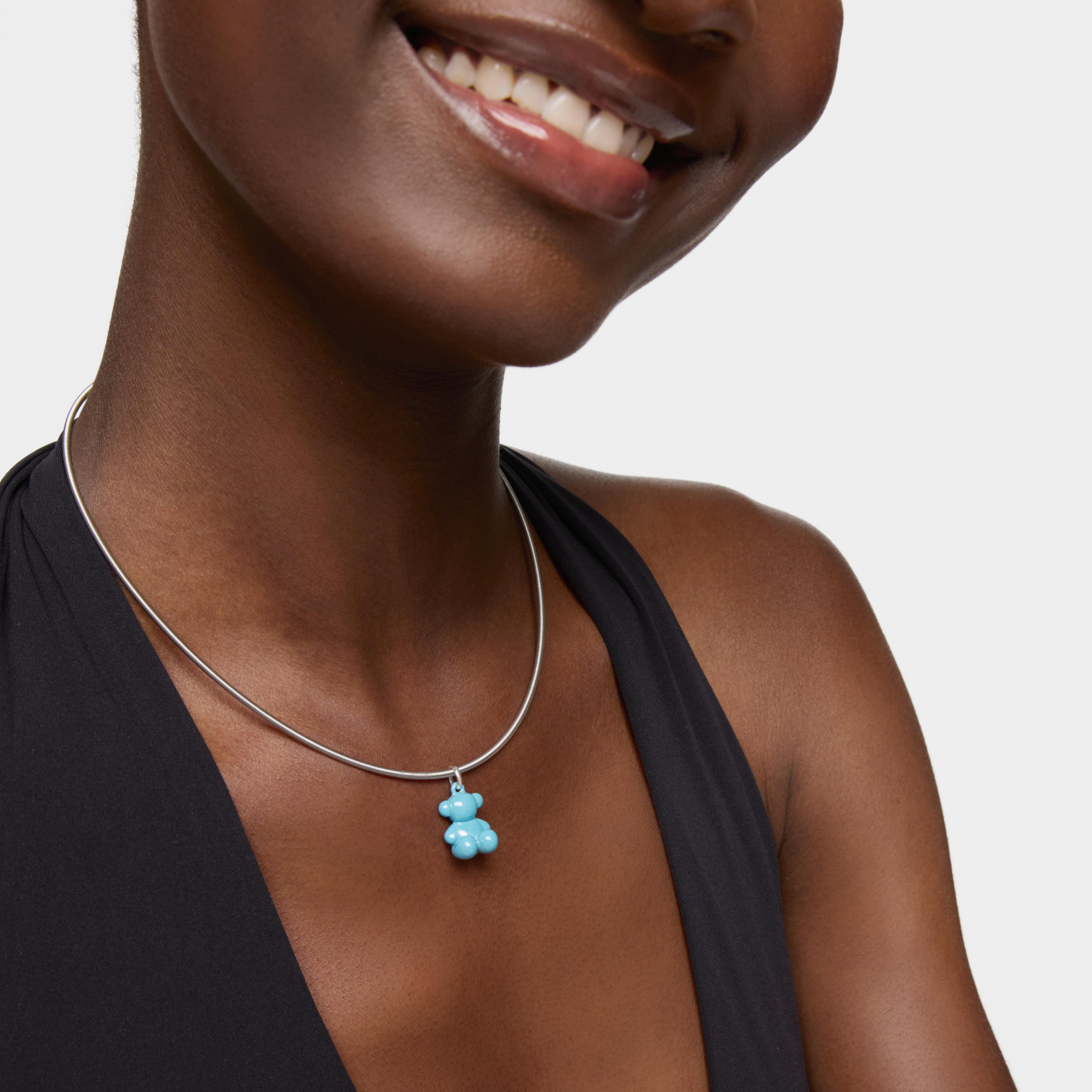 Silver and ceramic Bear pendant Bold Bear