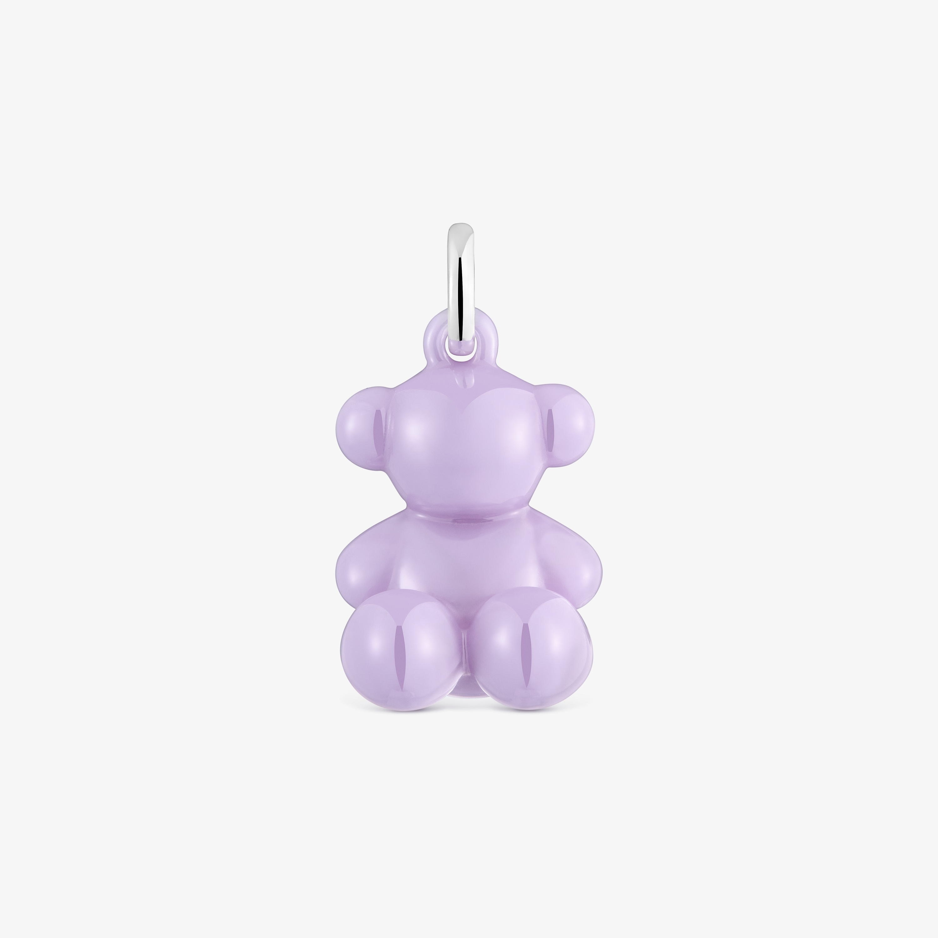 Silver and lilac-colored ceramic Bear pendant Bold Bear