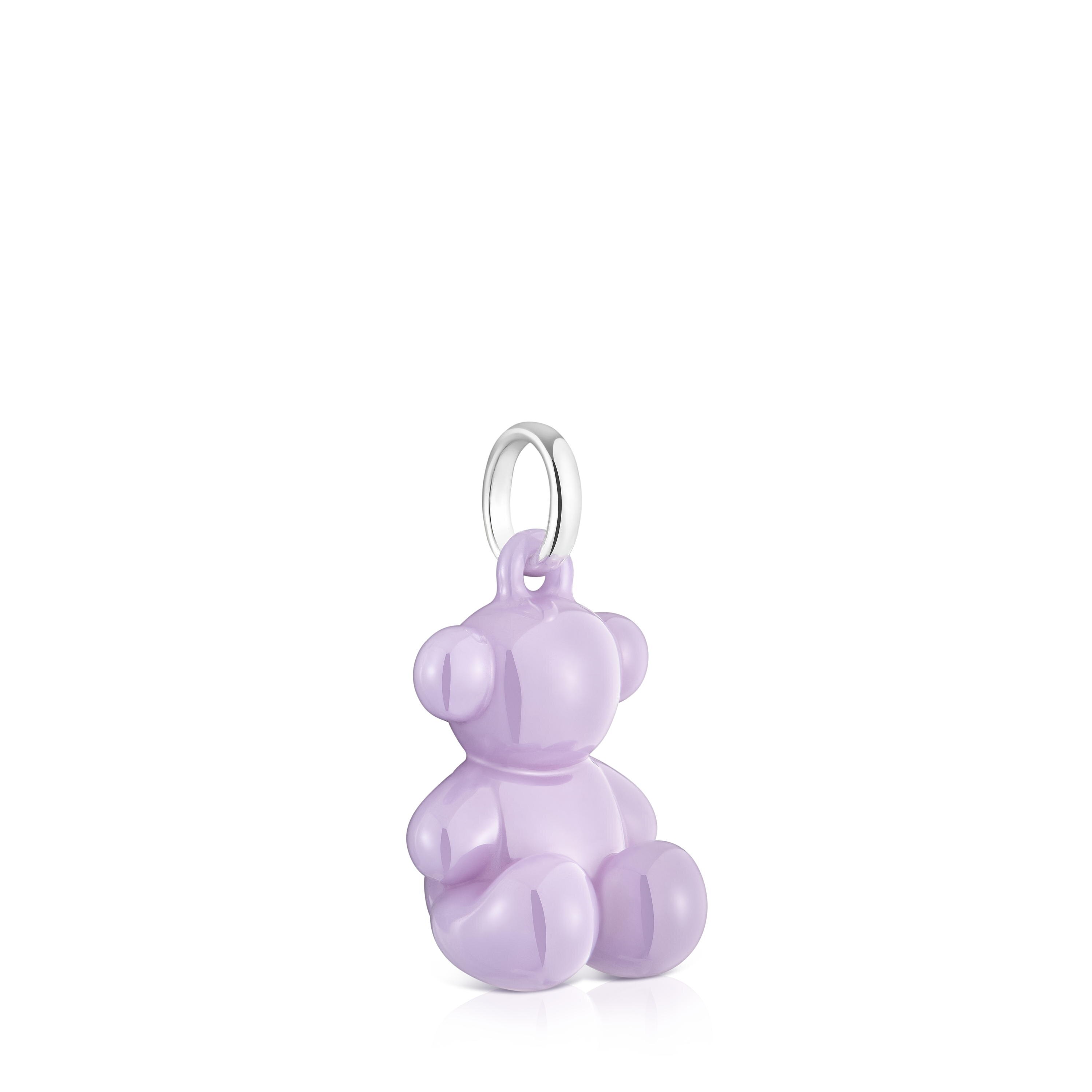 Silver and lilac-colored ceramic Bear pendant Bold Bear