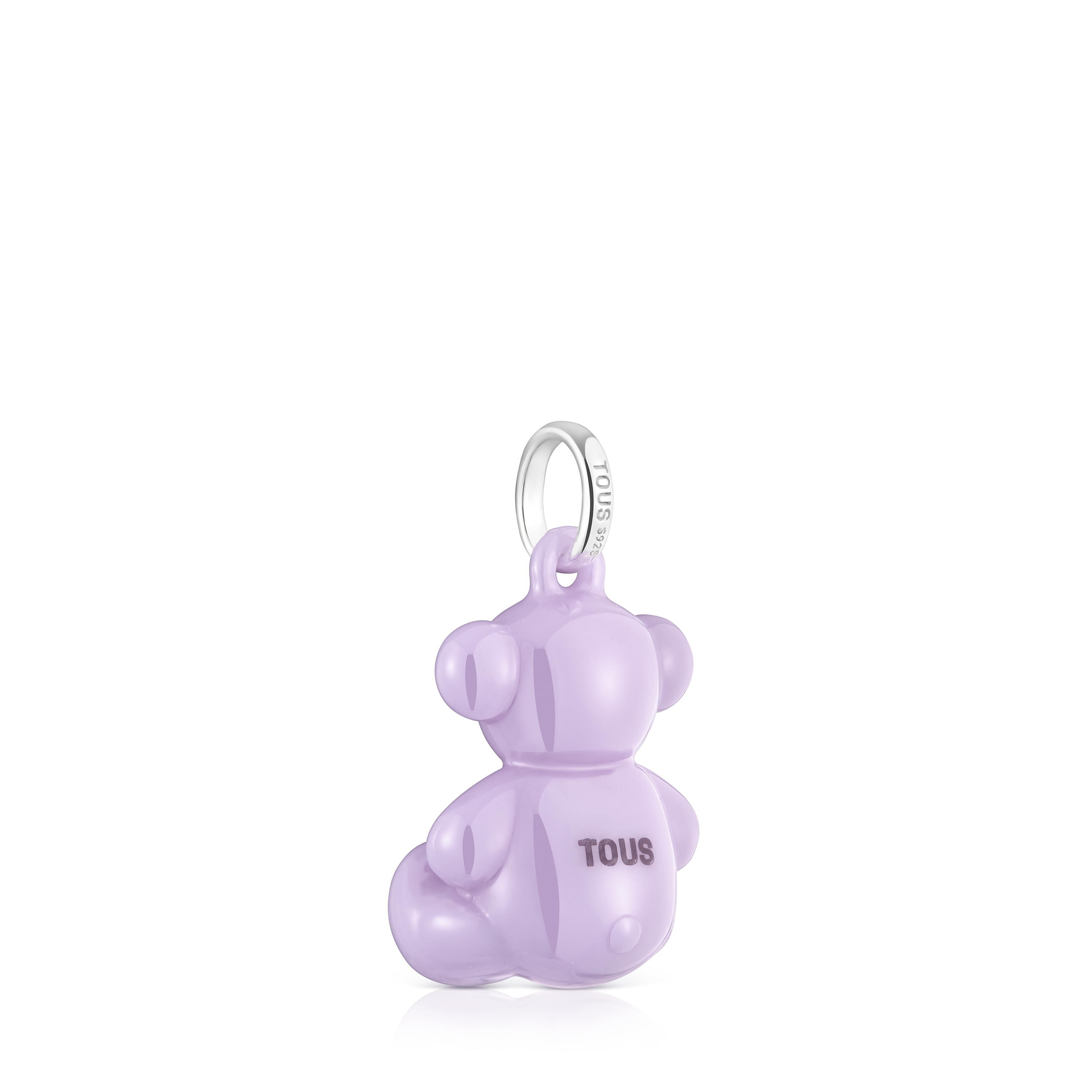 Silver and lilac-colored ceramic Bear pendant Bold Bear