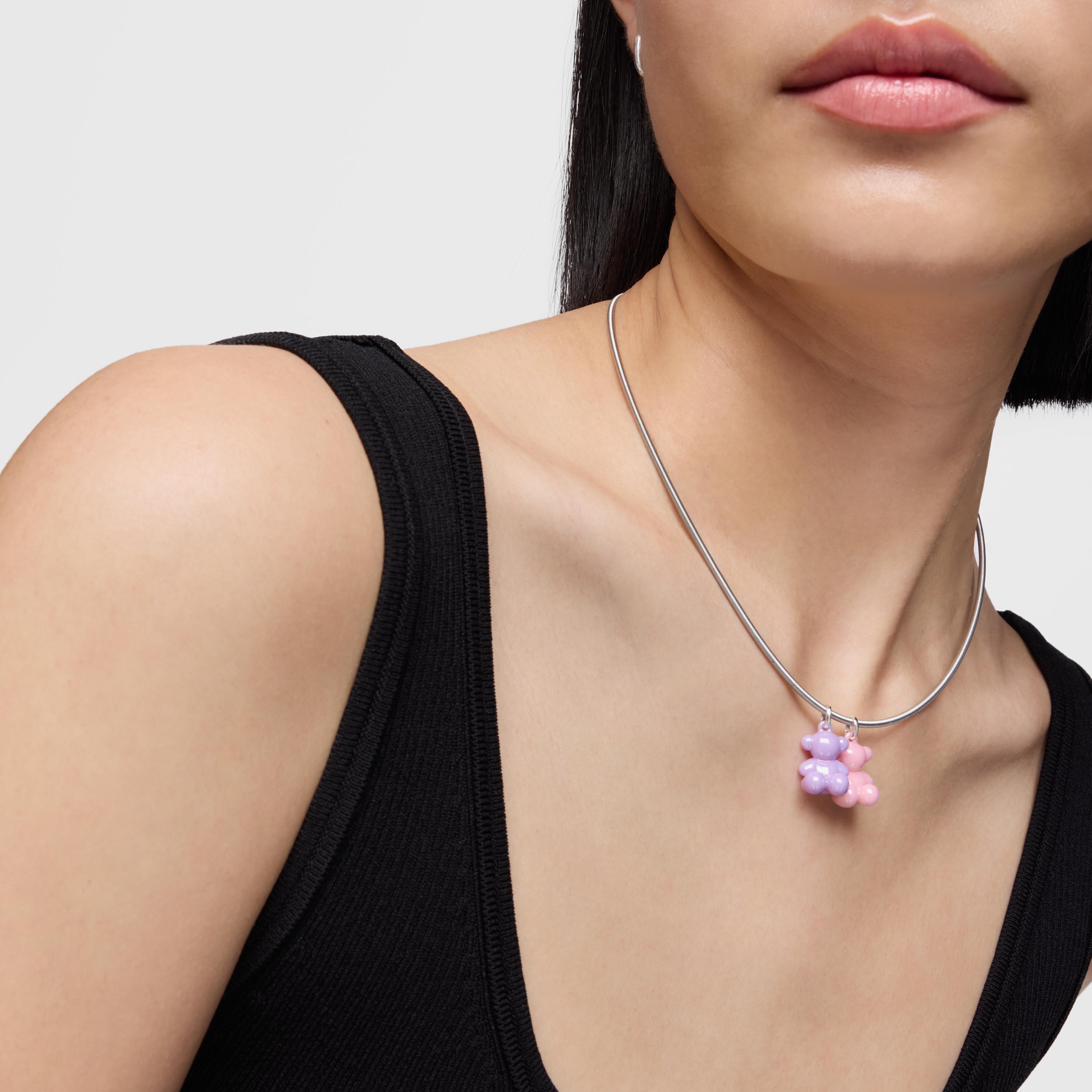 Silver and lilac-colored ceramic Bear pendant Bold Bear