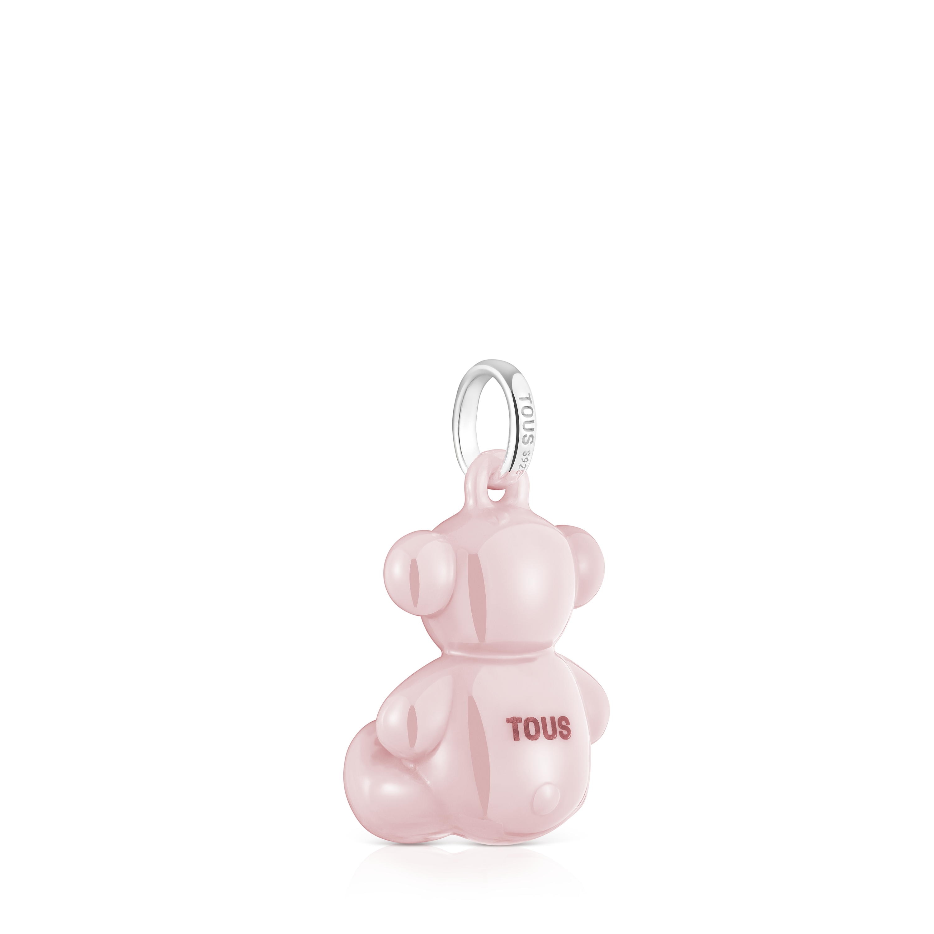 Silver and pink ceramic Bear pendant Bold Bear