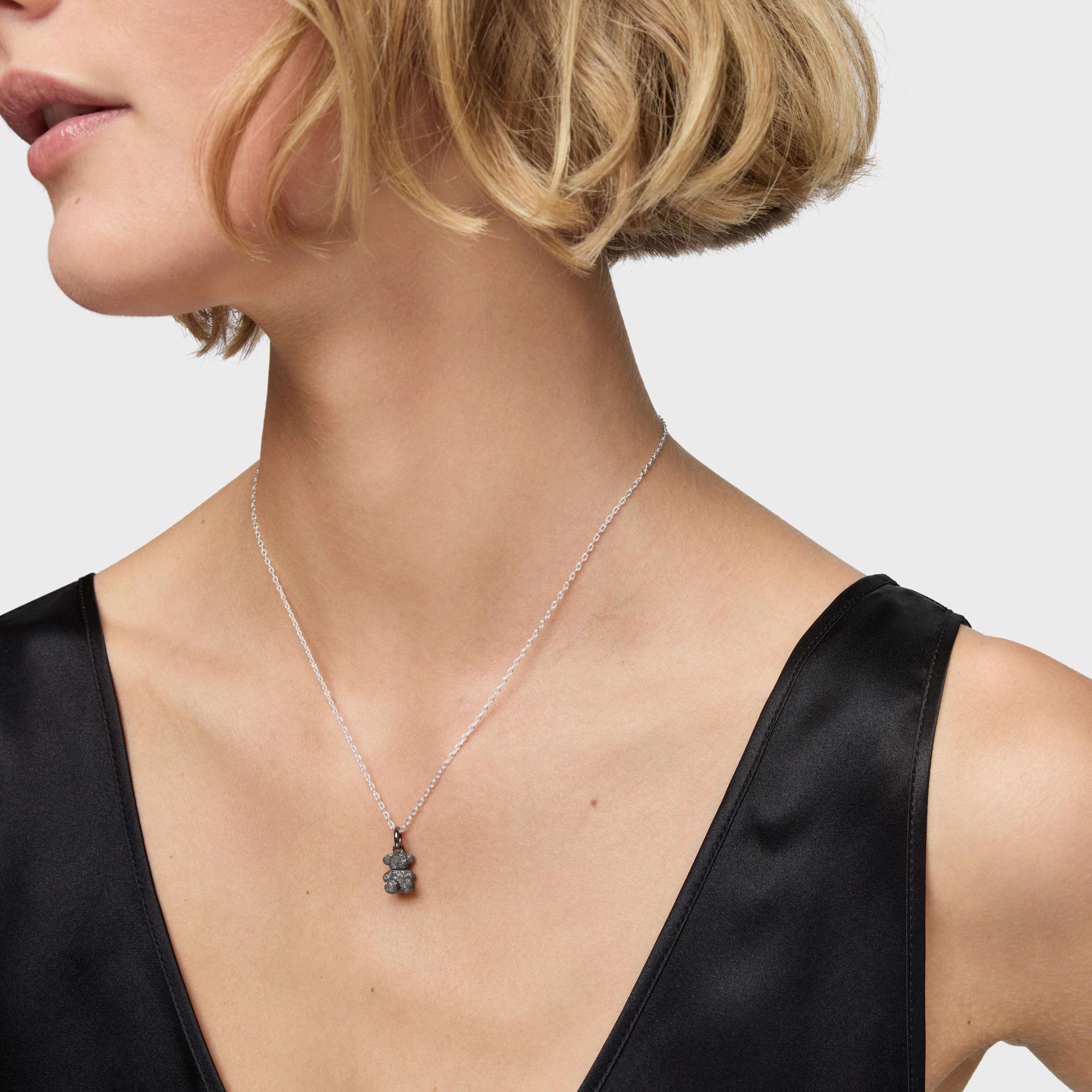 Diamond dark silver Bear pendant Bold Bear