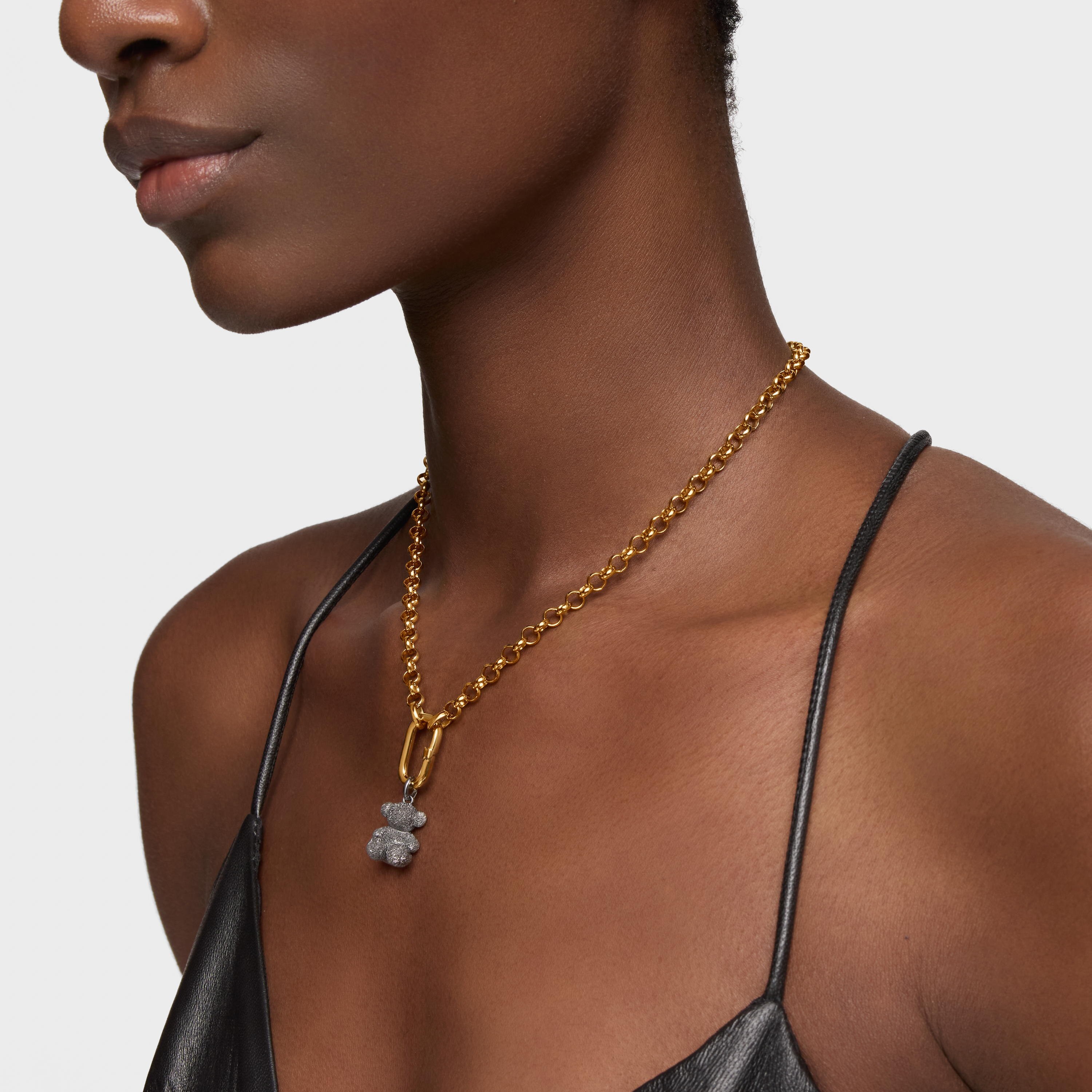 Medium diamond dark silver Bear pendant Bold Bear | TOUS