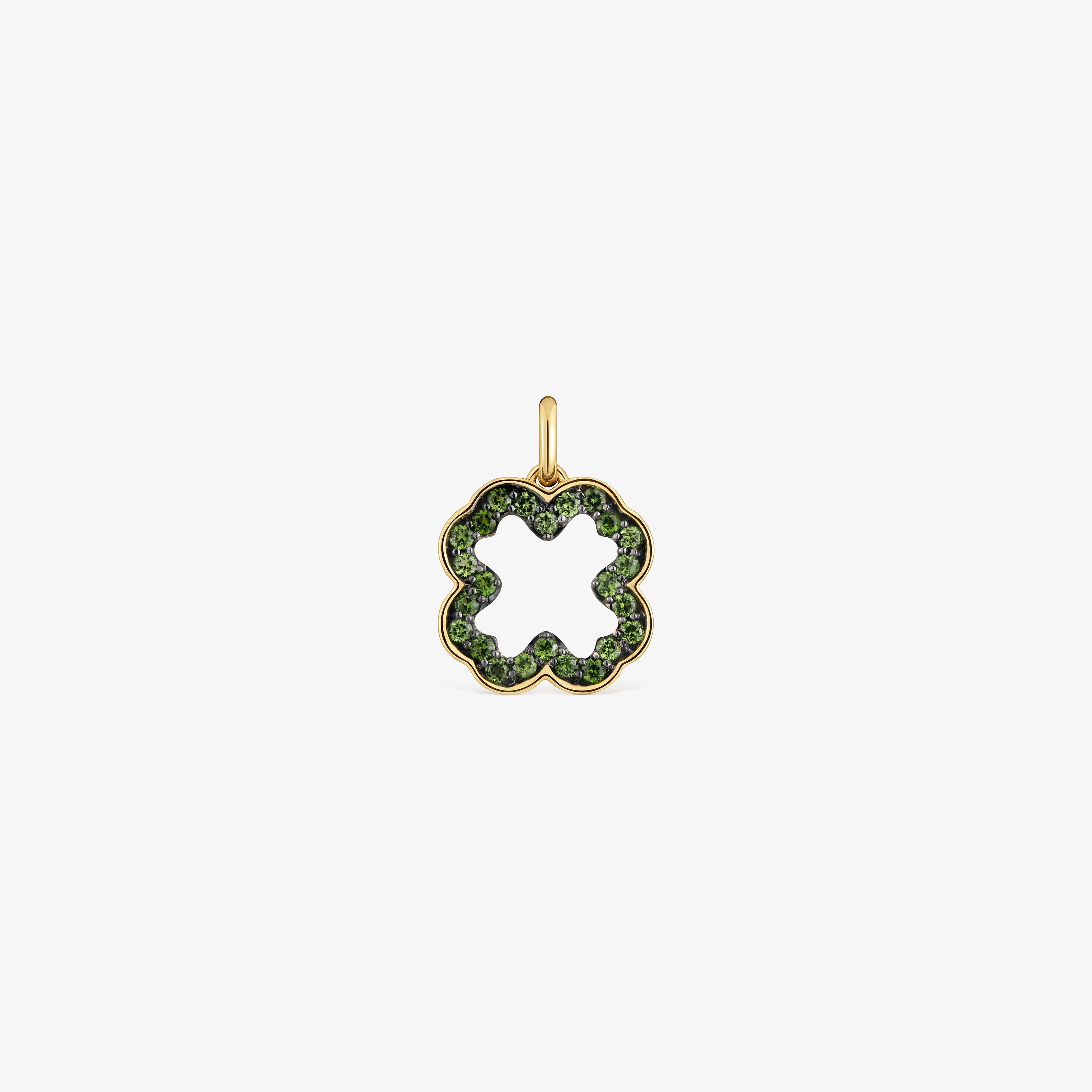 14K solid gold clover Pendant with chrome diopside Medallions | TOUS