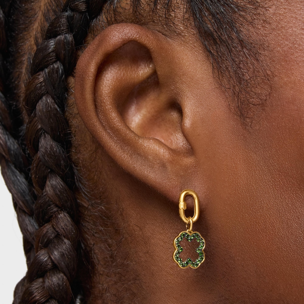 Dije tr&eacute;bol de oro de 14&nbsp;kt y cromodi&oacute;psido Medallions