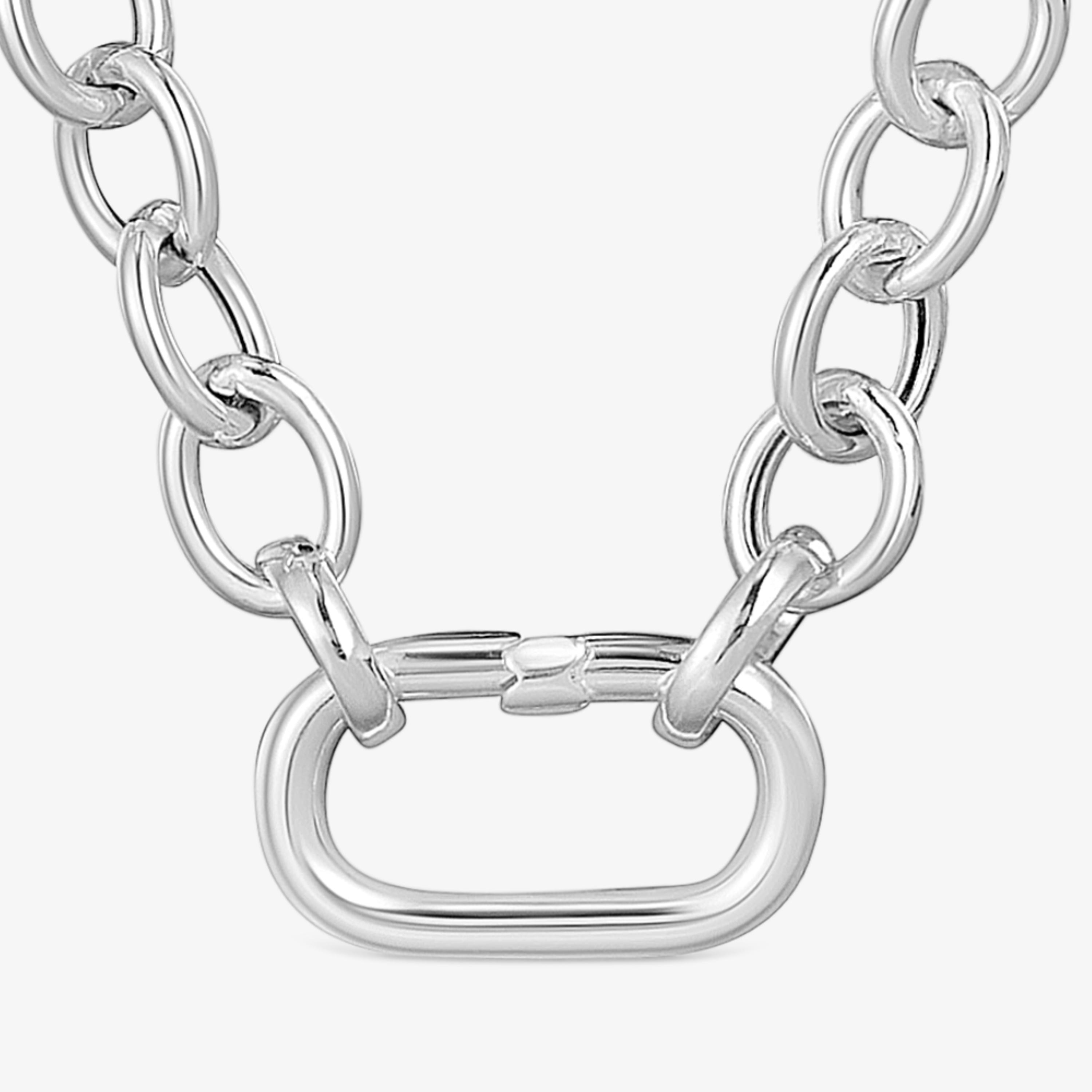 Silver chain Necklace with ring Hold Oval | TOUS