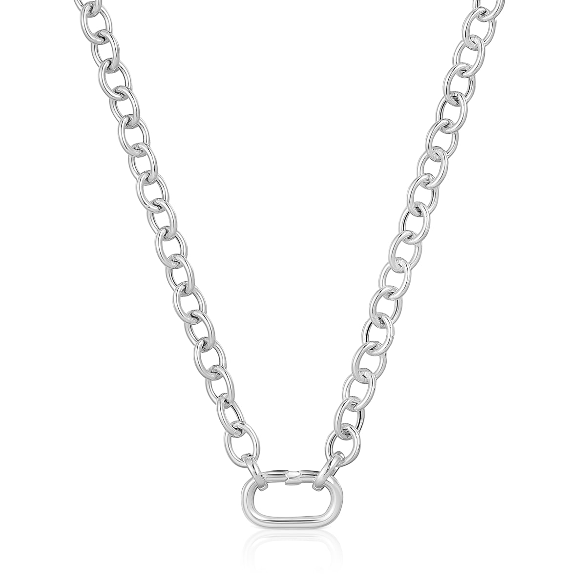 Tous - Collar Cadena De Plata Y Anilla Hold Oval - Plateado