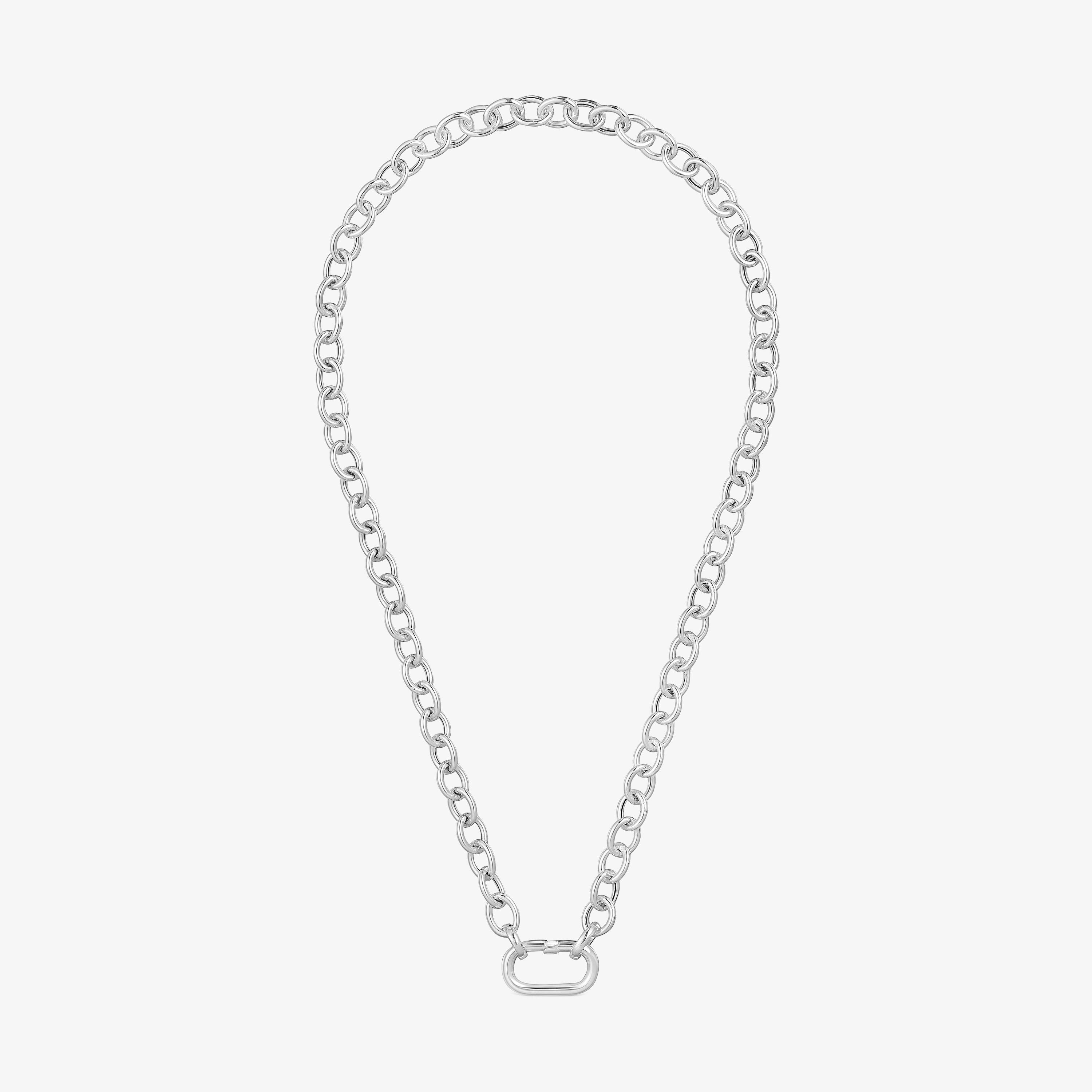 Silver chain Necklace with ring Hold Oval