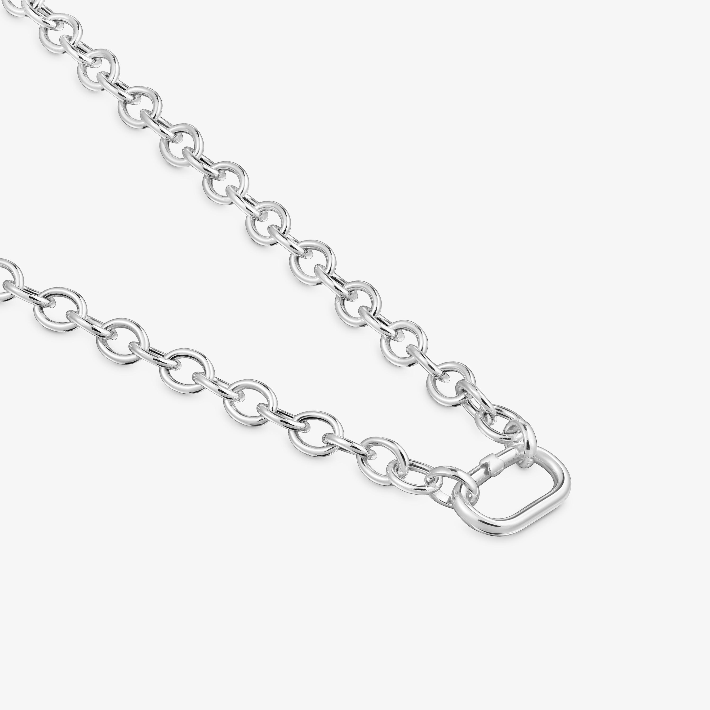 Silver chain Necklace with ring Hold Oval | TOUS