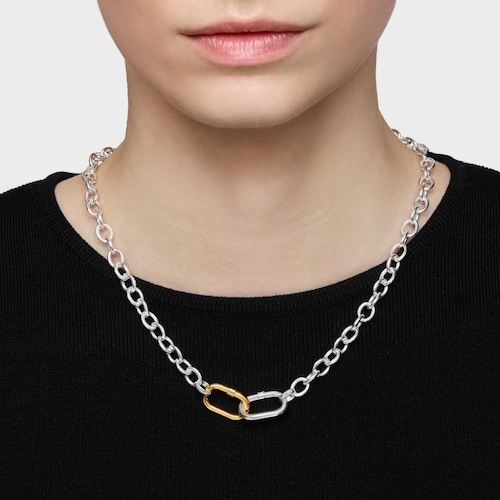 Silver chain Necklace with ring Hold Oval