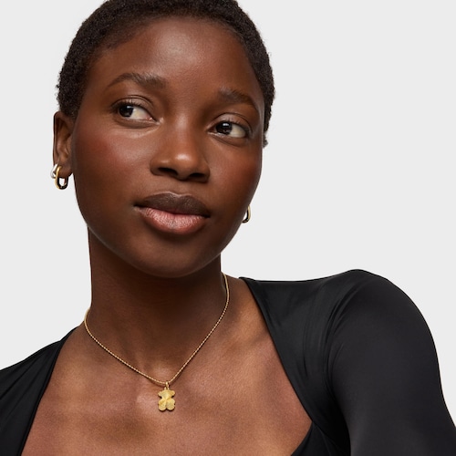 Colgante oso texturizado con baño de oro 18 kt sobre plata Sweet Dolls