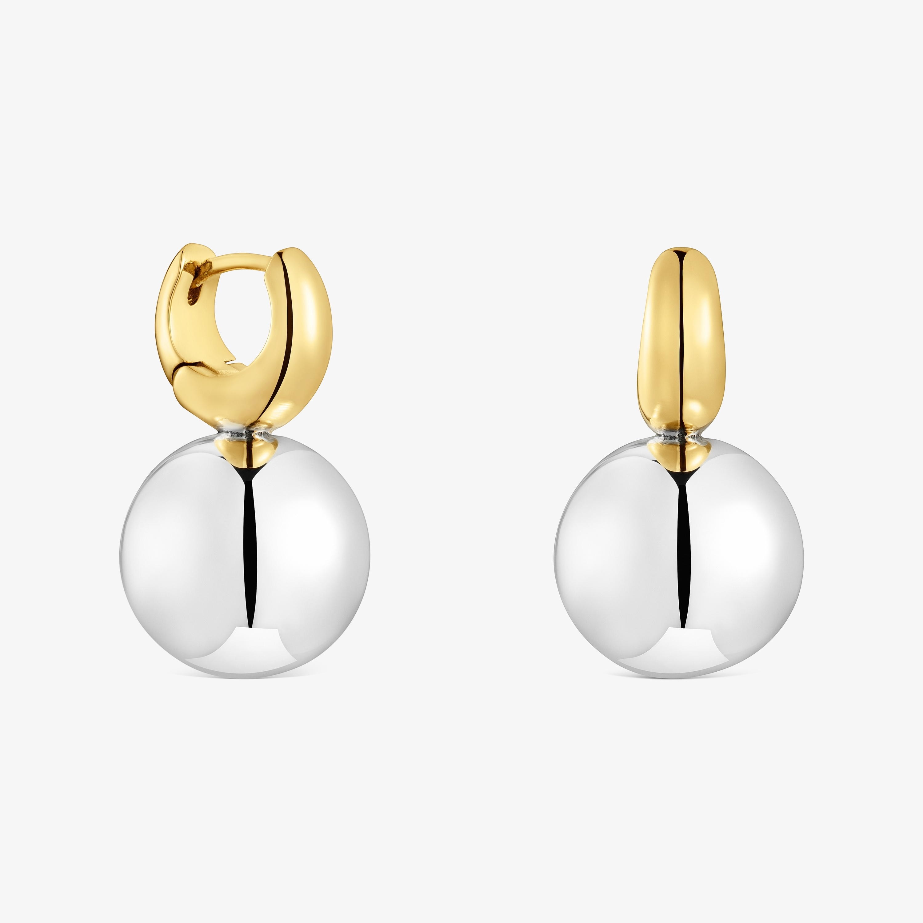 Two-tone ball-motif Hoop earrings Warm
