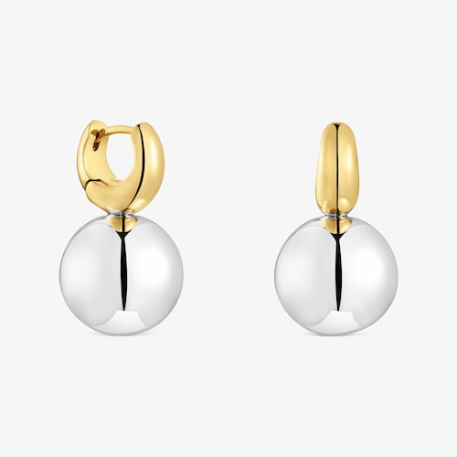 Dwukolorowe Kolczyki kreolki z motywem kulki Warm