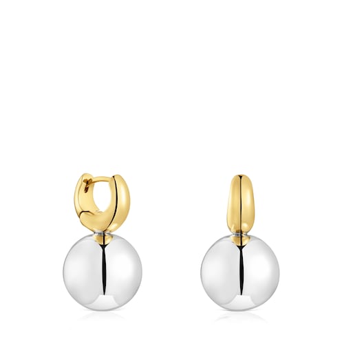 Two-tone ball-motif Hoop earrings Warm