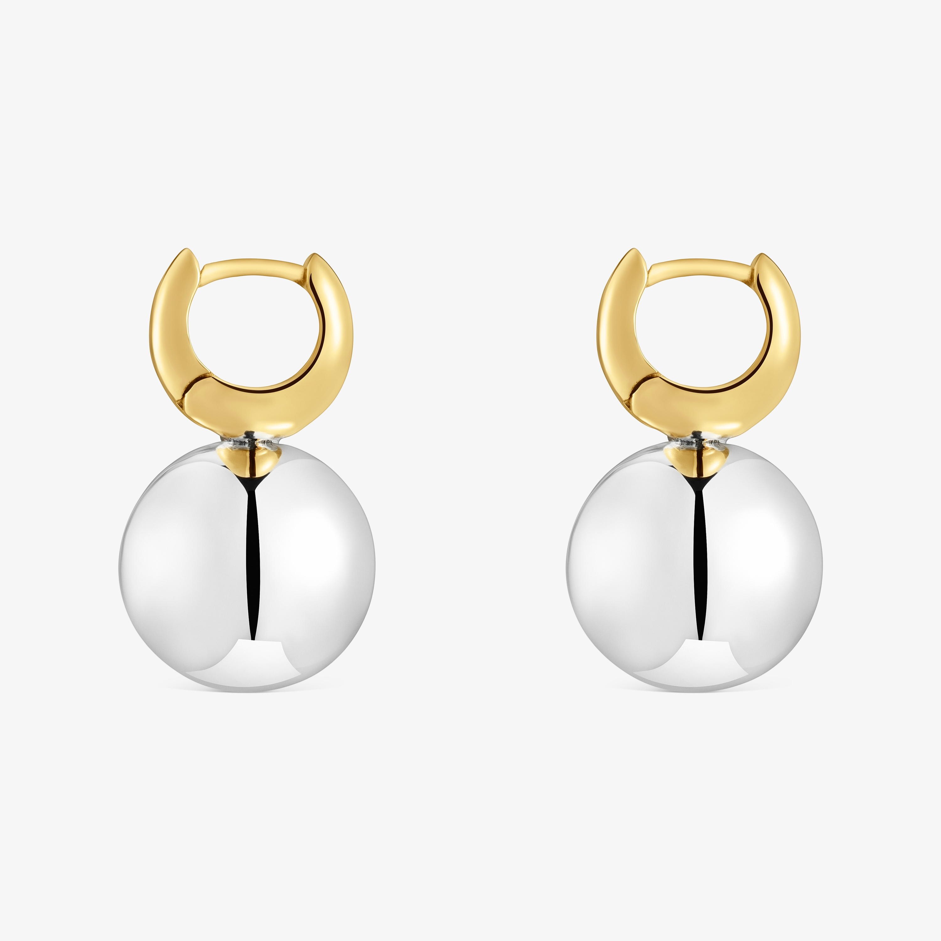 Two-tone ball-motif Hoop earrings Warm