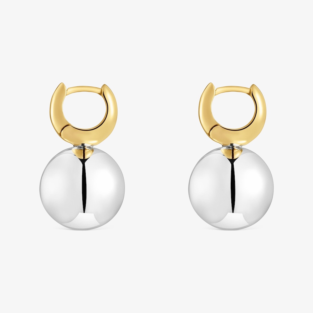 Two-tone ball-motif Hoop earrings Warm