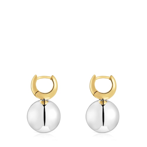 Pendientes aro bicolor motivo bola Warm