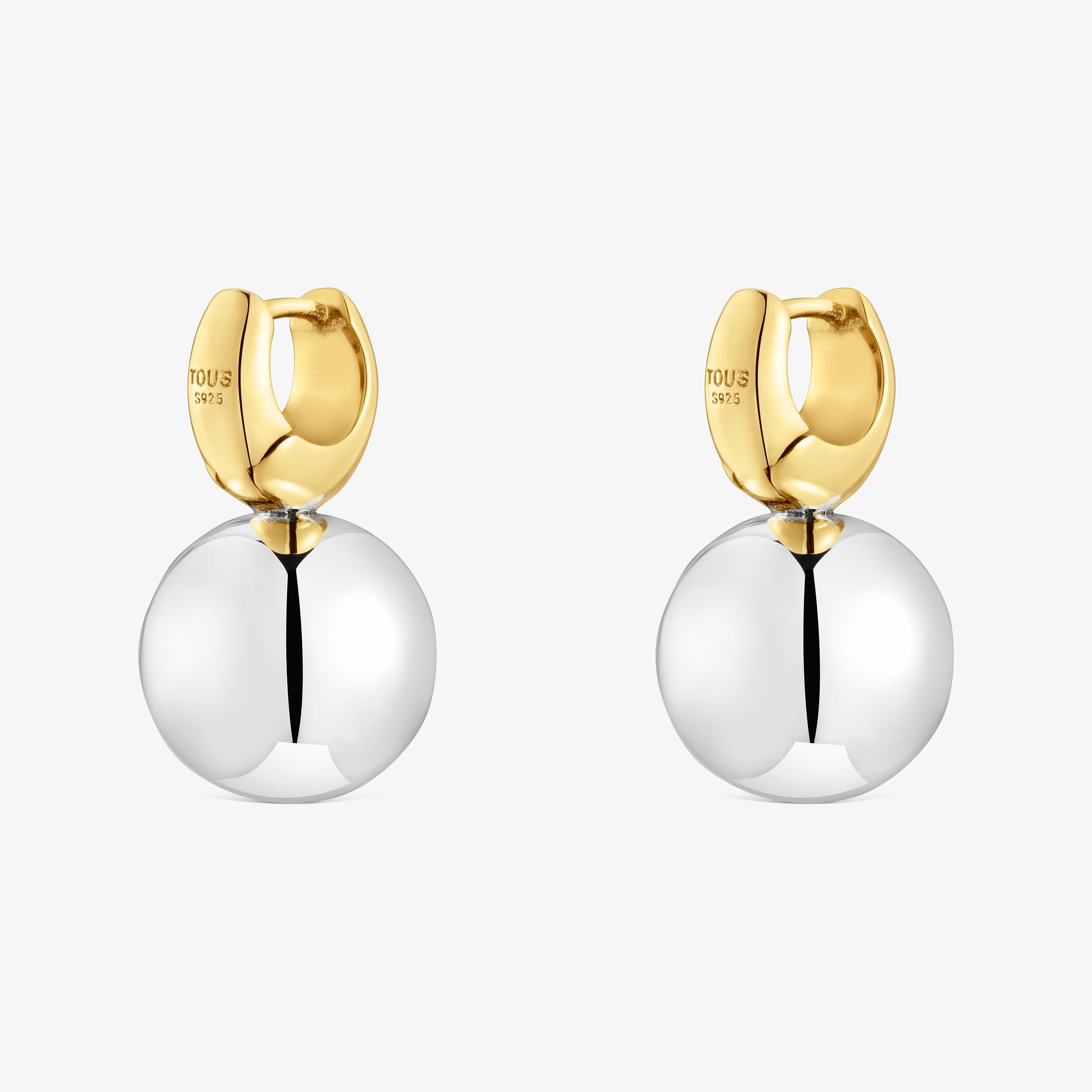 Two-tone ball-motif Hoop earrings Warm