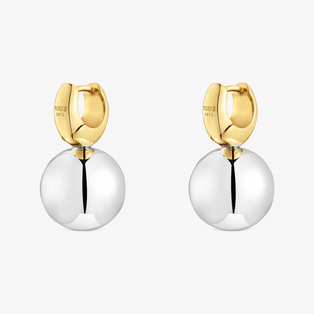 Two-tone ball-motif Hoop earrings Warm