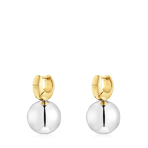 Pendientes aro bicolor motivo bola Warm