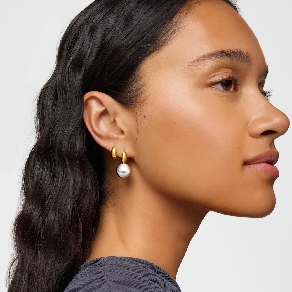 Two-tone ball-motif Hoop earrings Warm