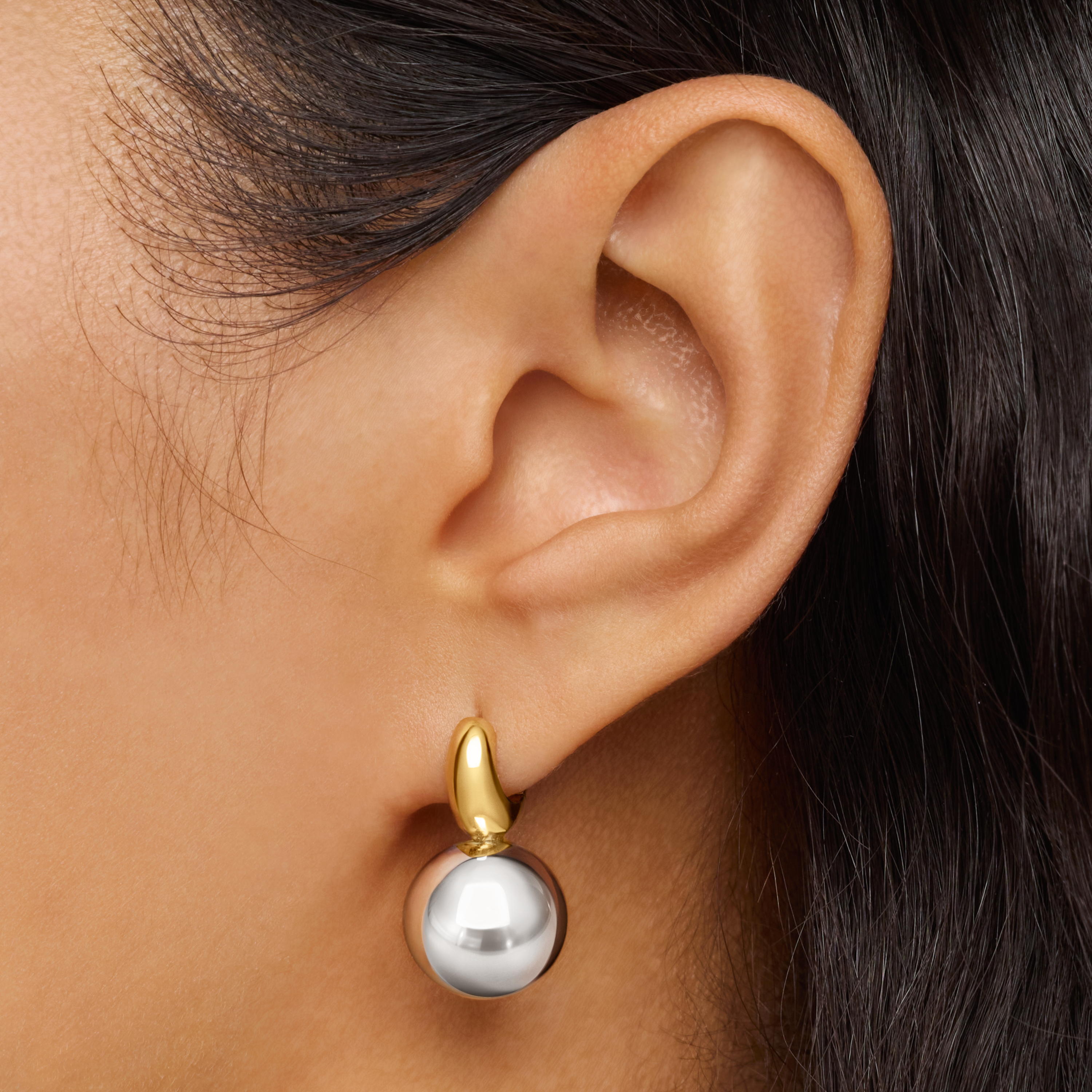 Two-tone ball-motif Hoop earrings Warm