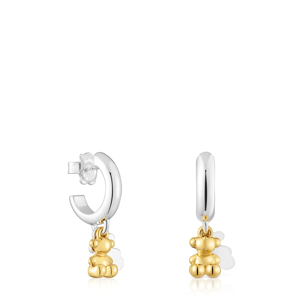 Tous - Pendientes De Aro Bicolor Con Doble Oso Bold Bear - Plateado