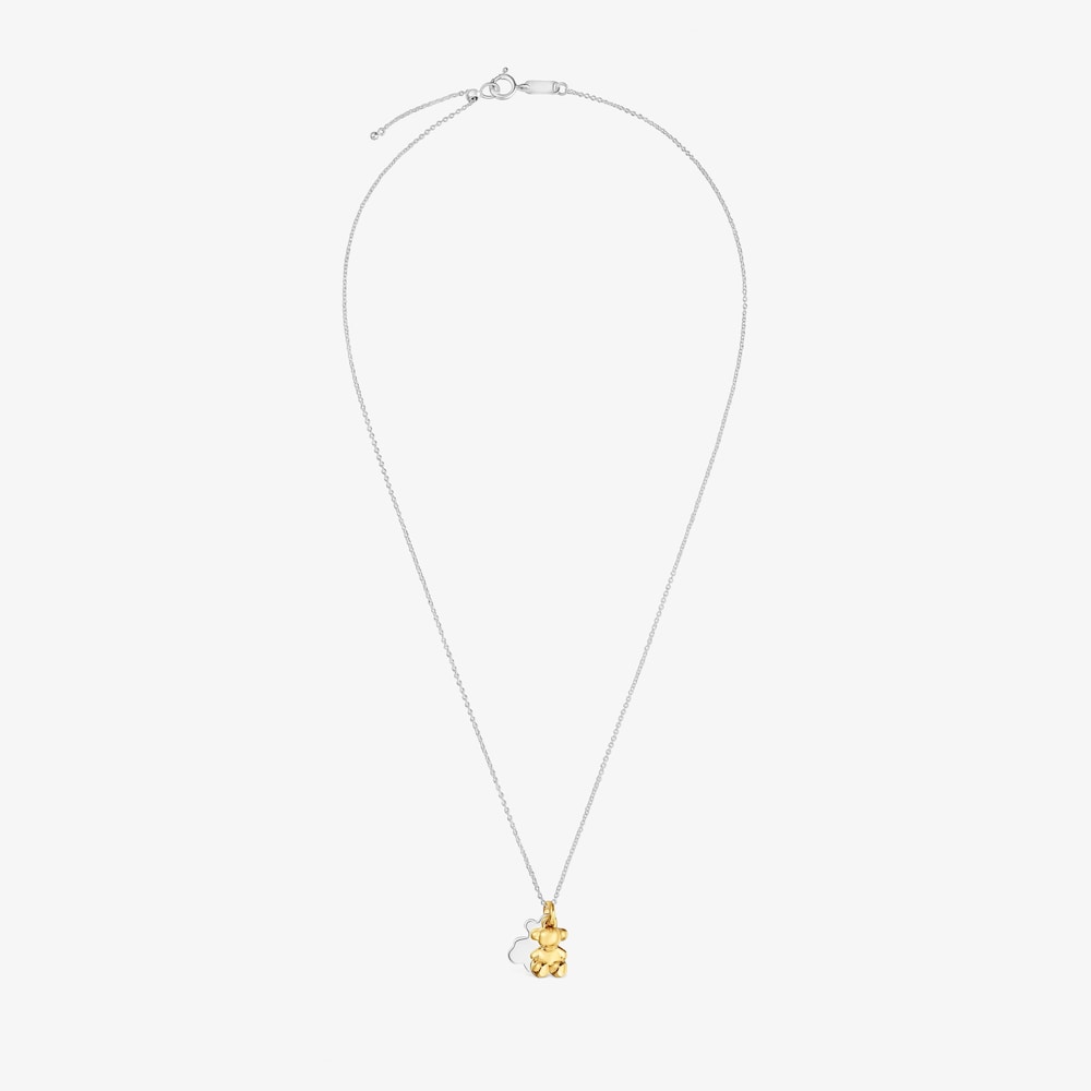 Colar bicolor com duplo urso Bold Bear