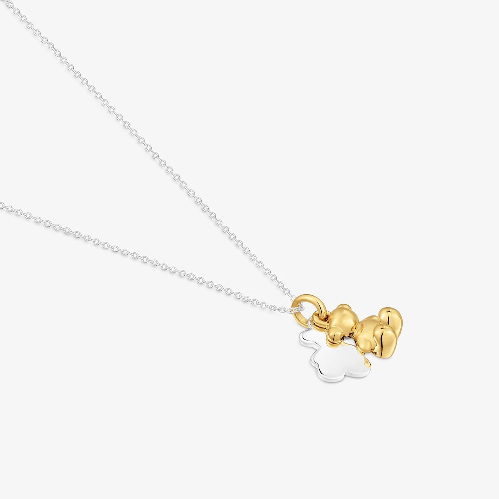 Colar bicolor com duplo urso Bold Bear