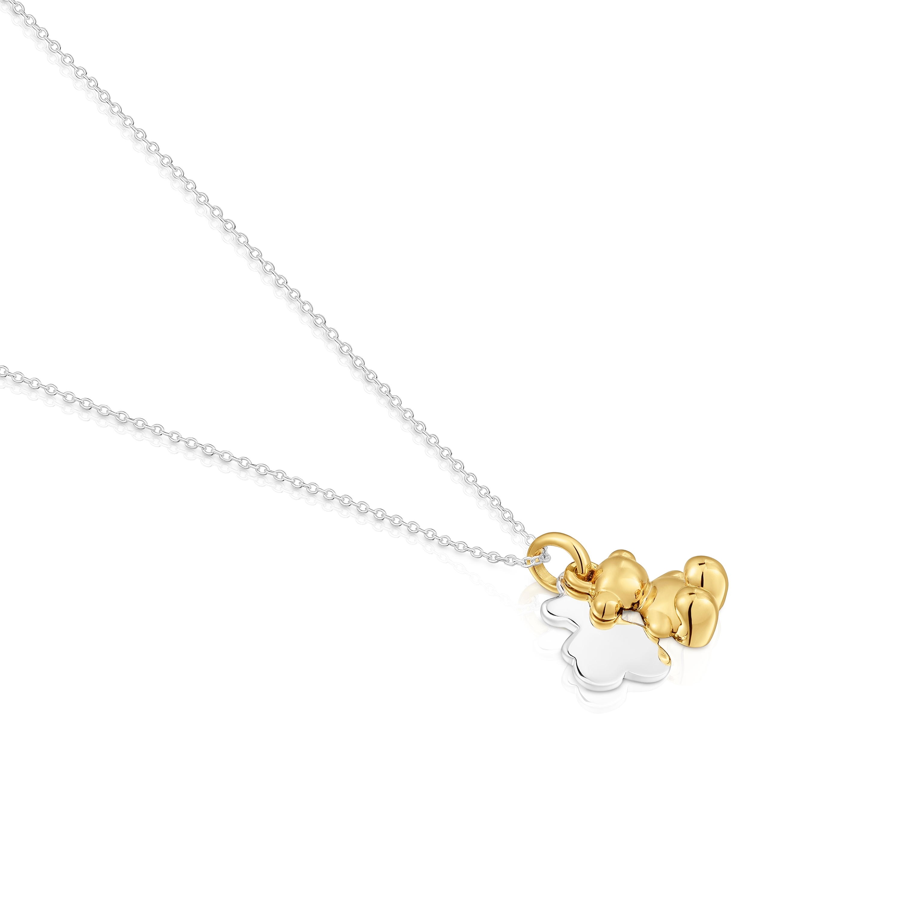 Two-tone Necklace with double bear Bold Bear