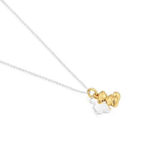 Two-tone Necklace with double bear Bold Bear