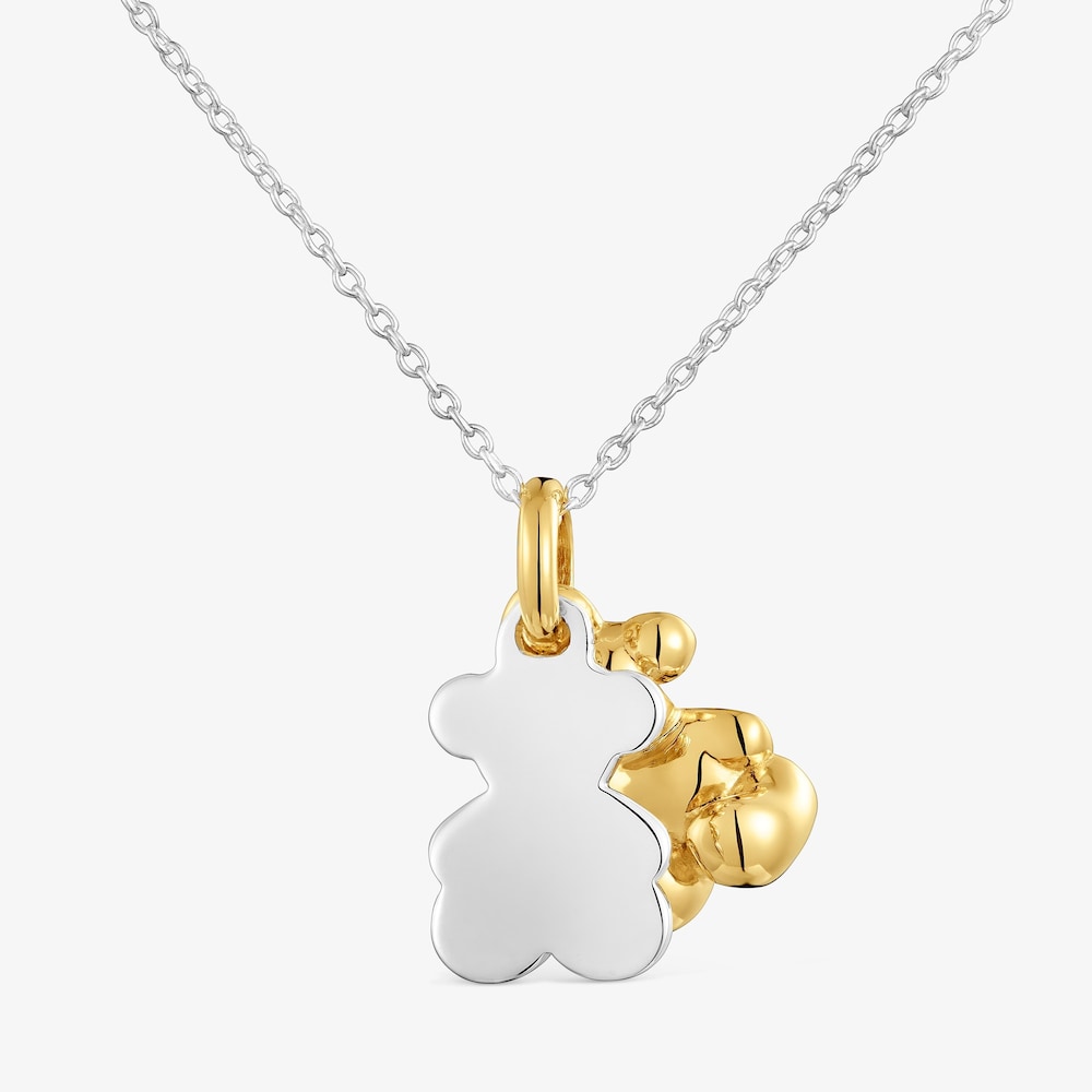 Colar bicolor com duplo urso Bold Bear