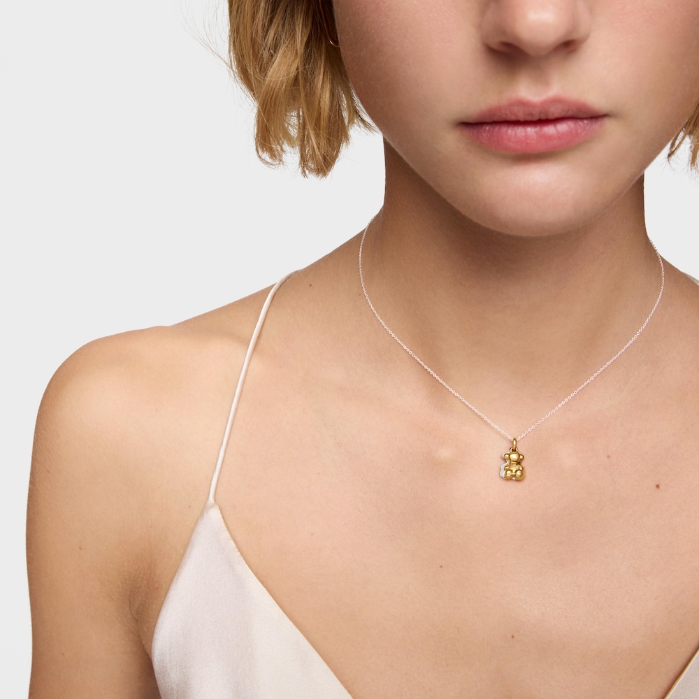 Colar bicolor com duplo urso Bold Bear