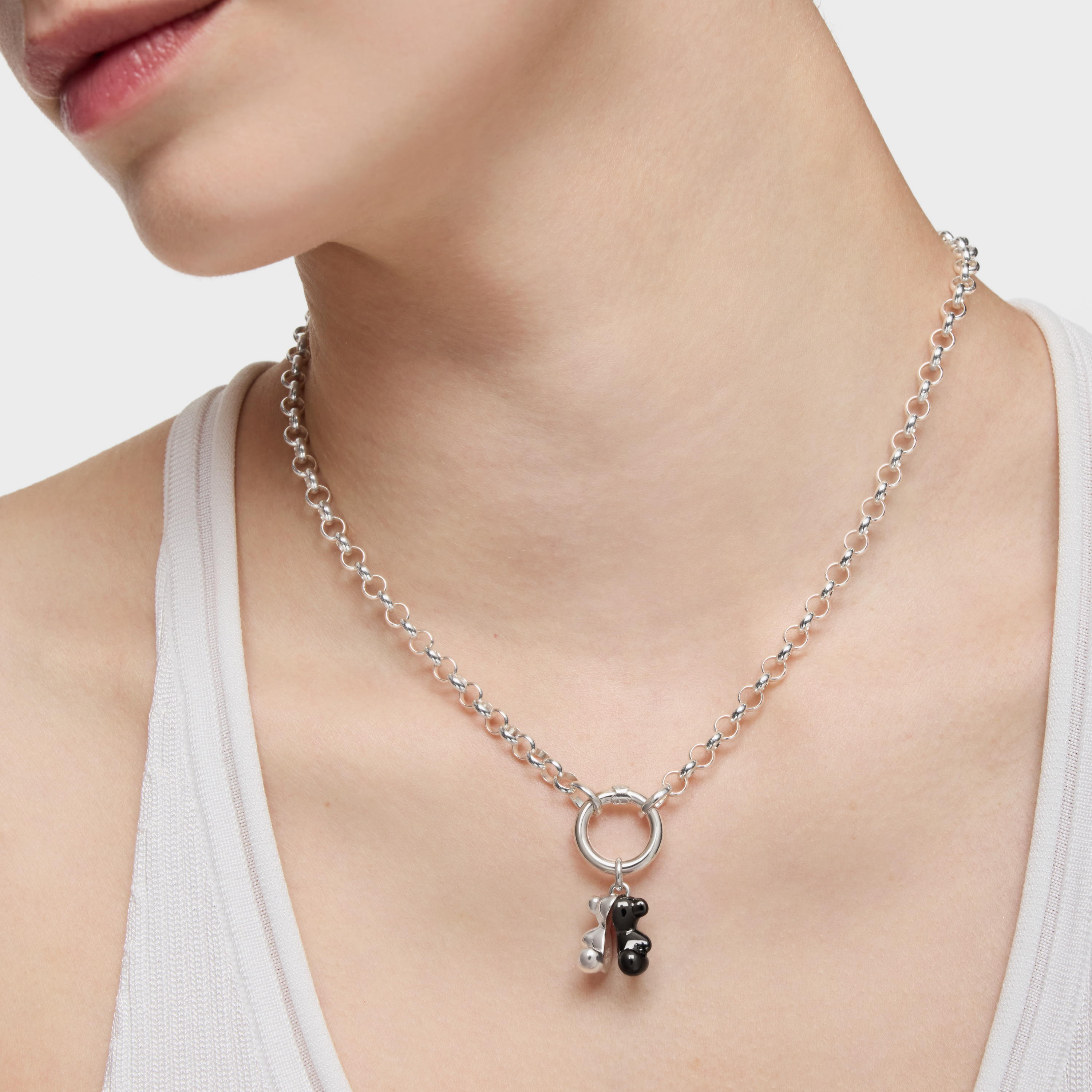 Silver and dark silver Pendant My Other Half | TOUS