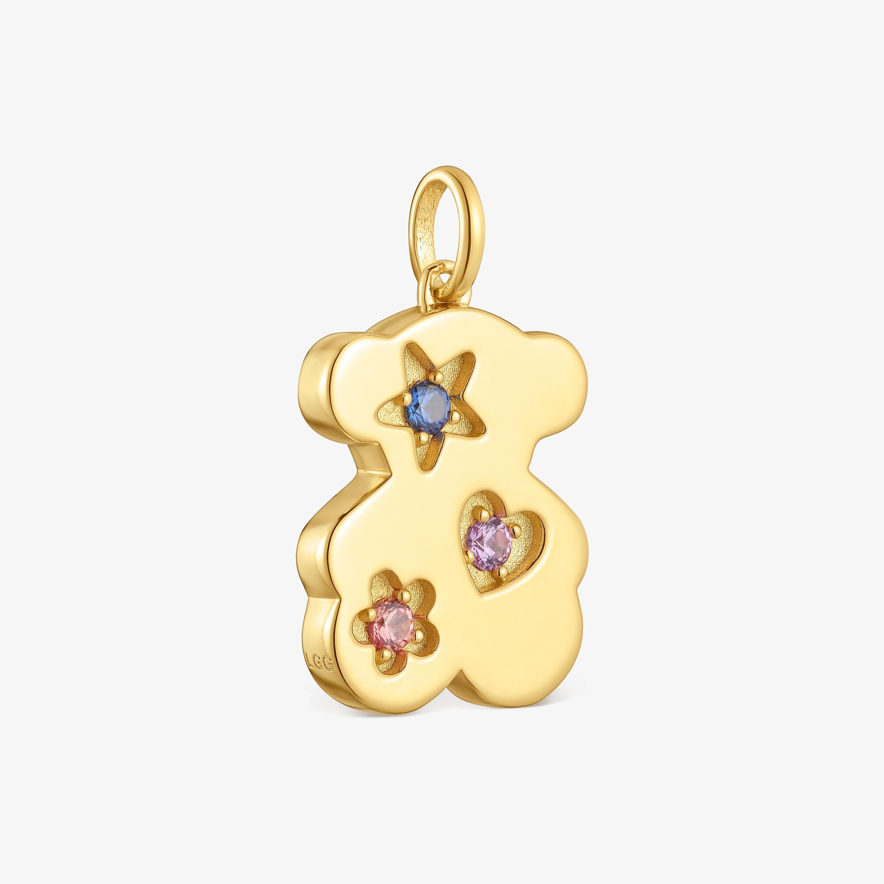 Bear Pendant with 18K gold vermeil and lab-grown sapphires Sweet Dolls LGG