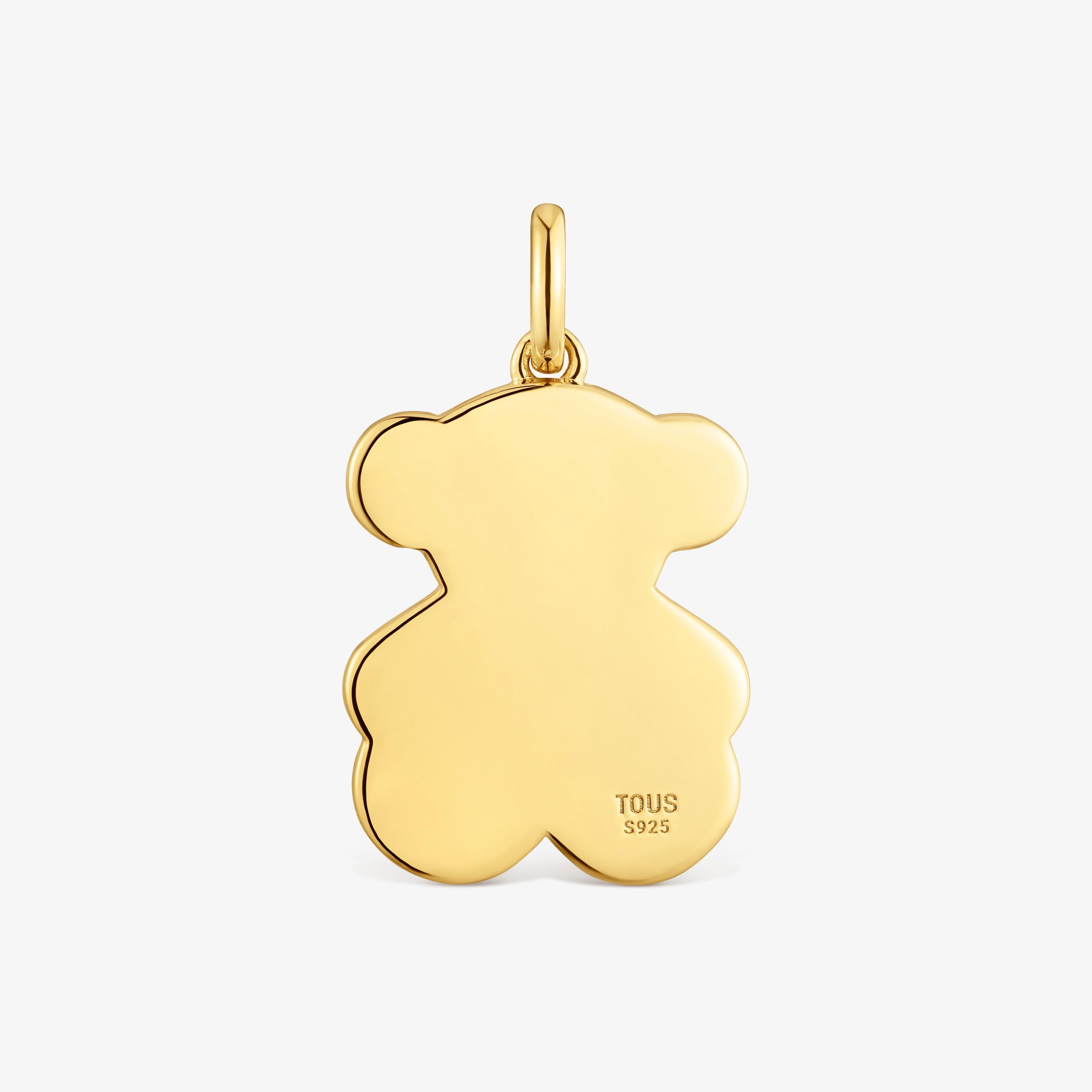 Bear Pendant with 18K gold vermeil and lab-grown sapphires Sweet Dolls LGG