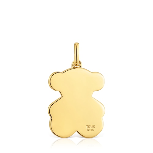 Colgante oso con baño de oro 18 kt sobre plata y zafiros creados en laboratorio Sweet Dolls LGG
