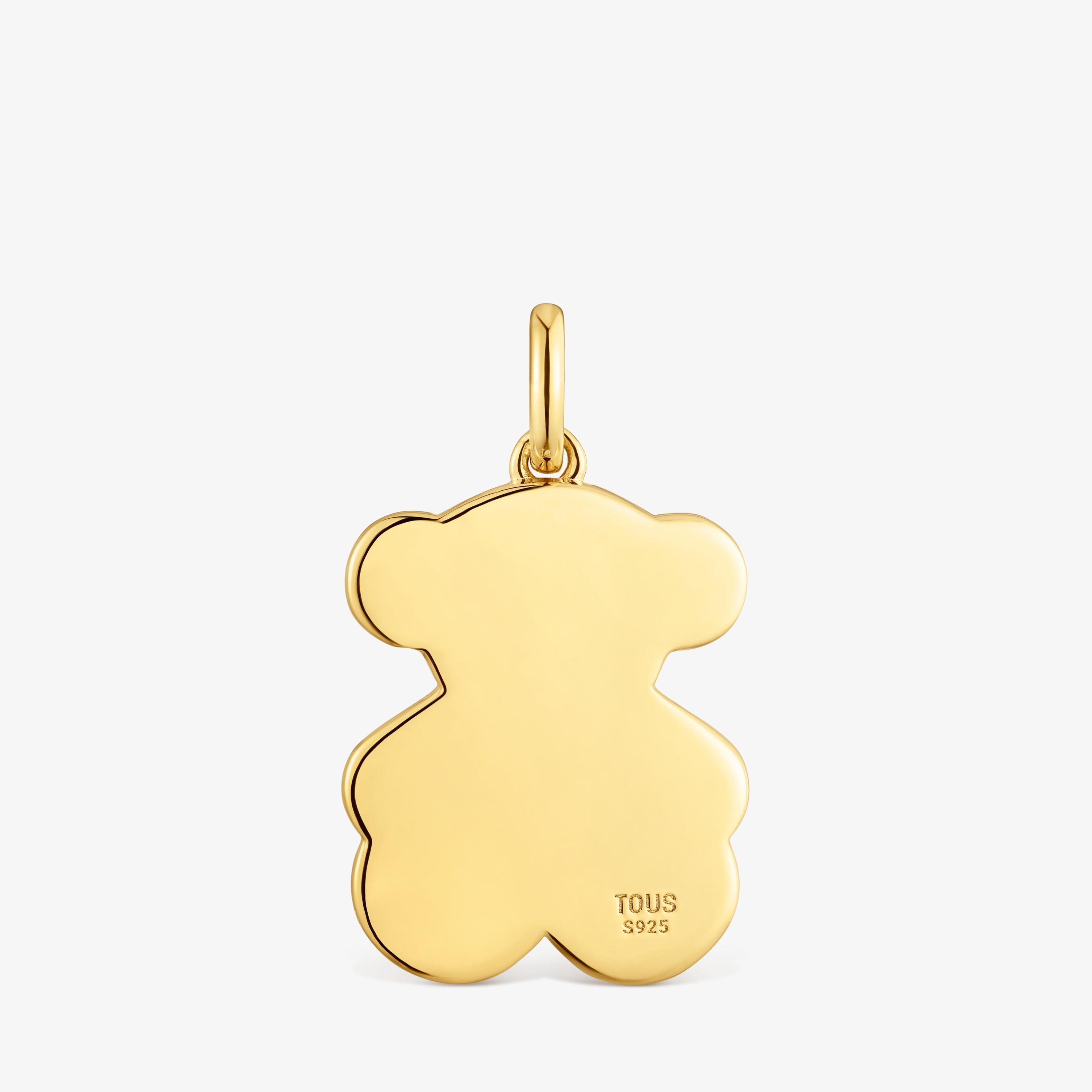 Bear Pendant with 18K gold vermeil and lab-grown sapphires Sweet Dolls LGG
