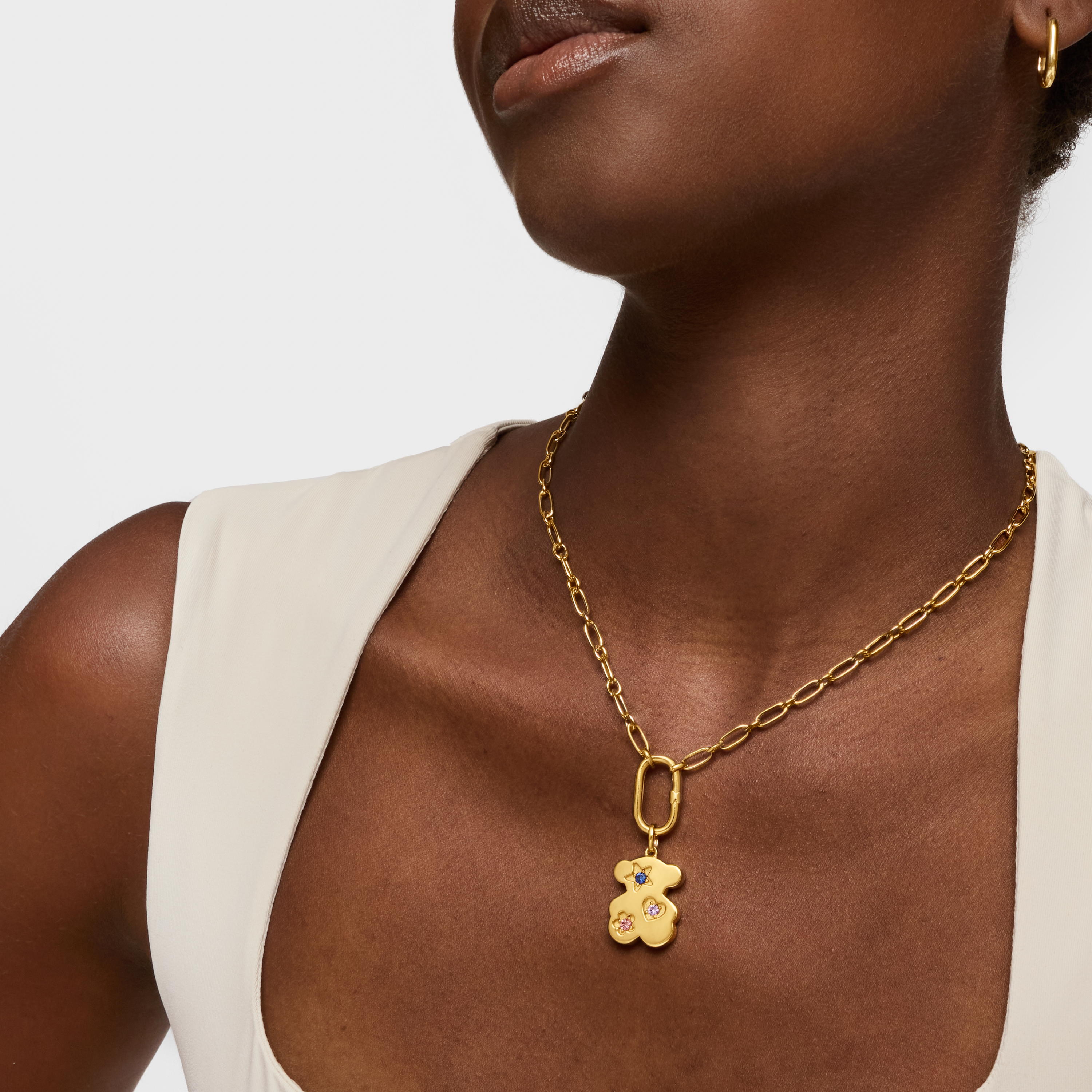 Bear Pendant with 18K gold vermeil and lab-grown sapphires Sweet