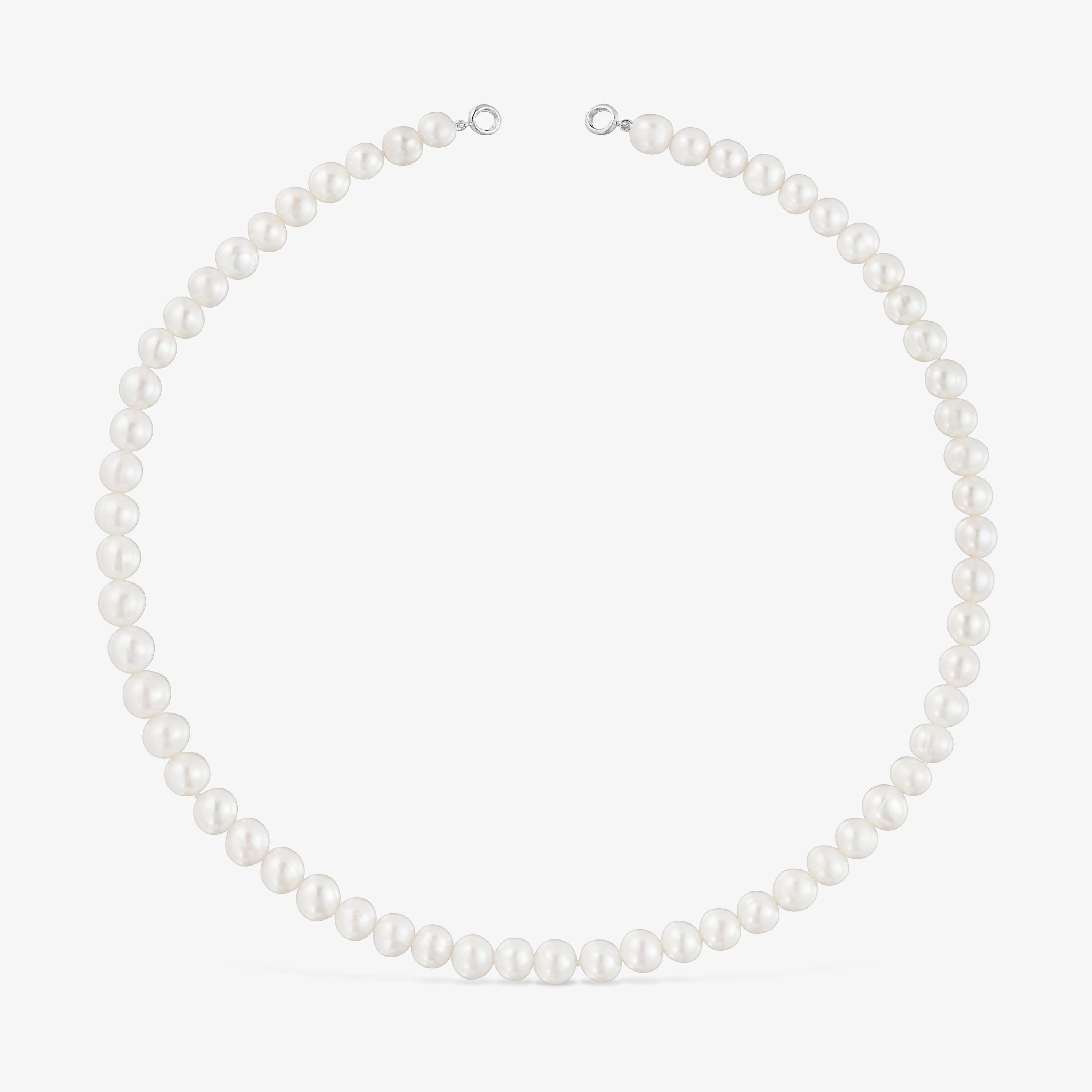 Silver and 8 mm pearl Necklace Hold