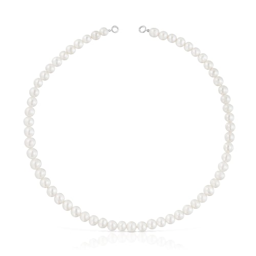 Silver and 8 mm pearl Necklace Hold