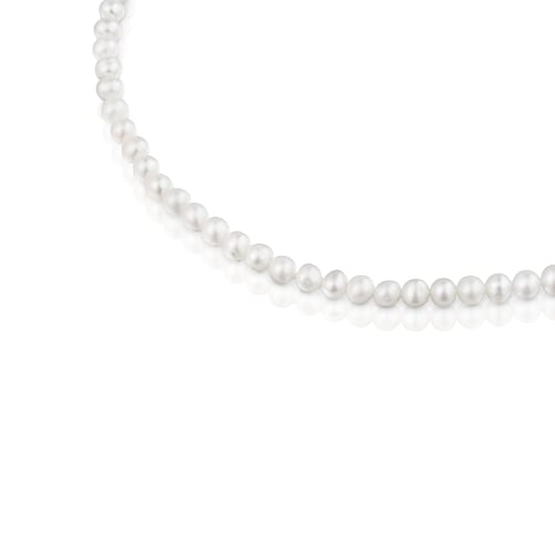 Silver and 8 mm pearl Necklace Hold