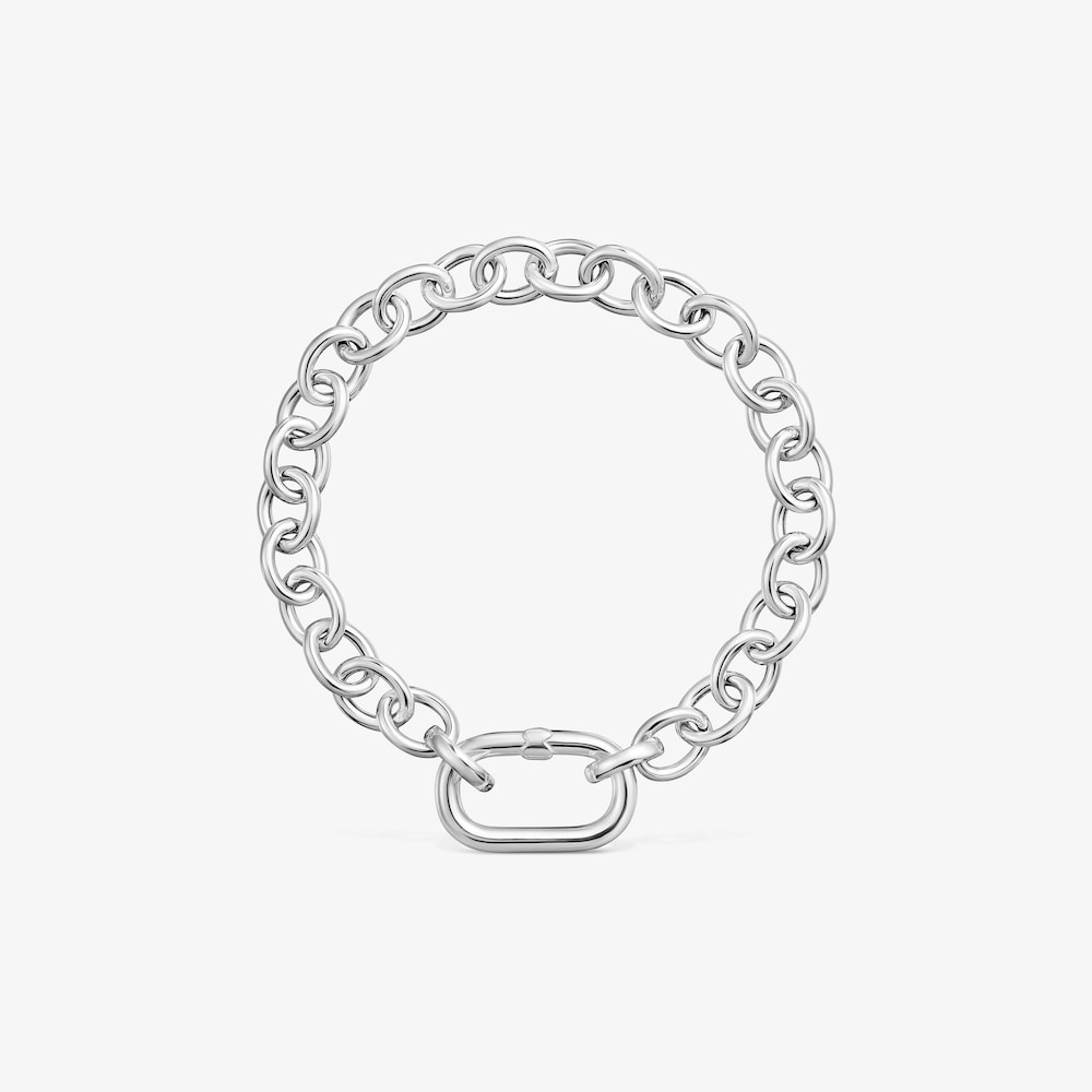 Silver chain Bracelet with ring Hold Oval