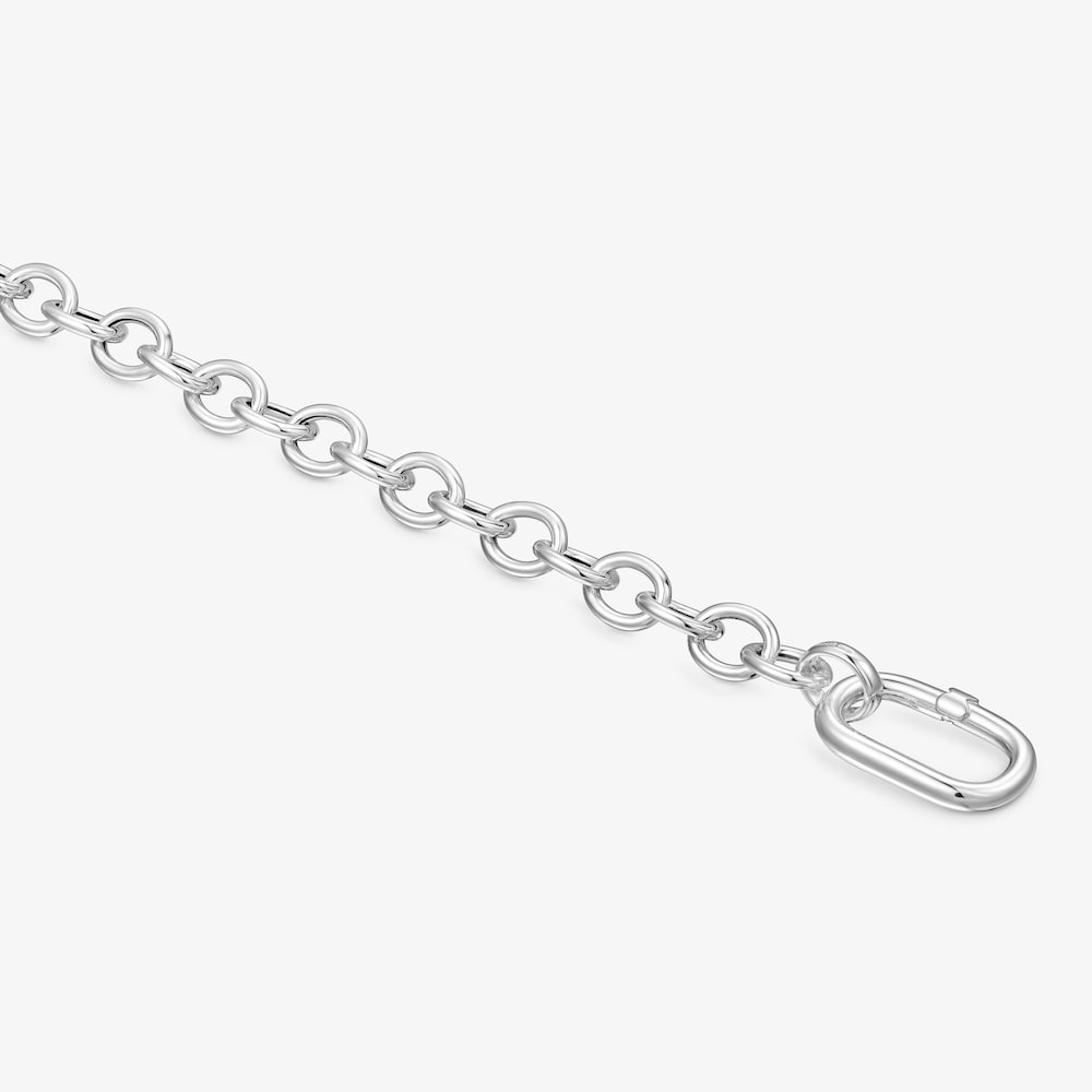Silver chain Bracelet with ring Hold Oval